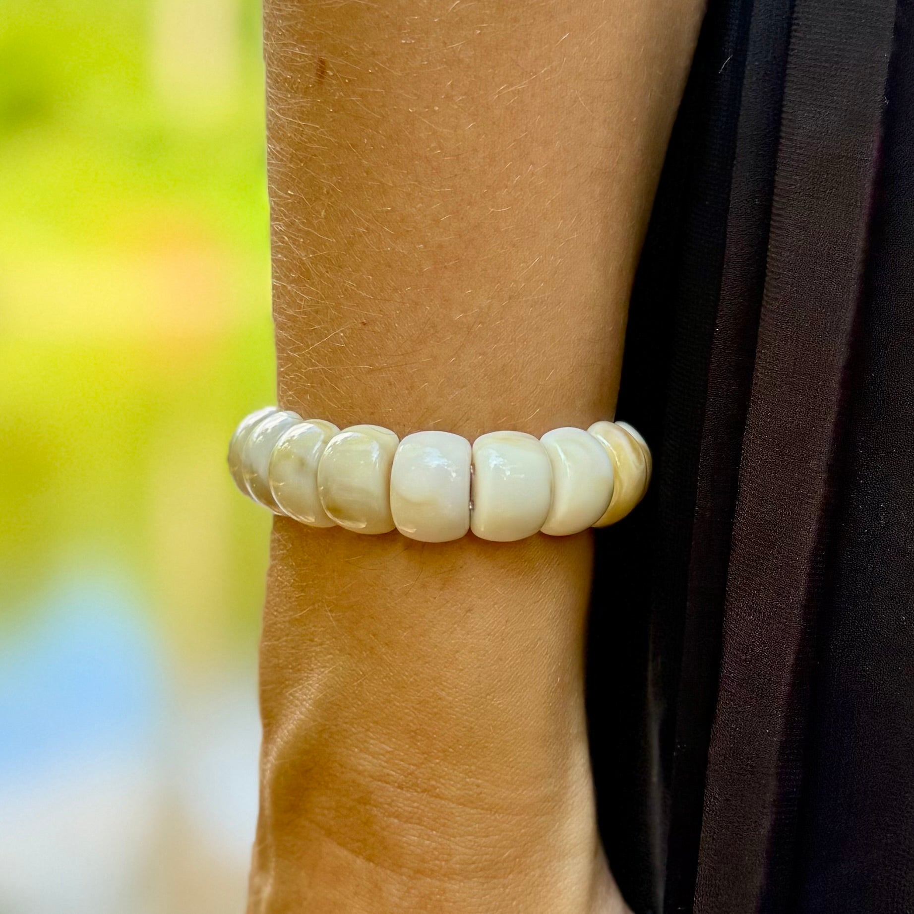 Bracelet élastique Mini-Fauve - Beige marbré
