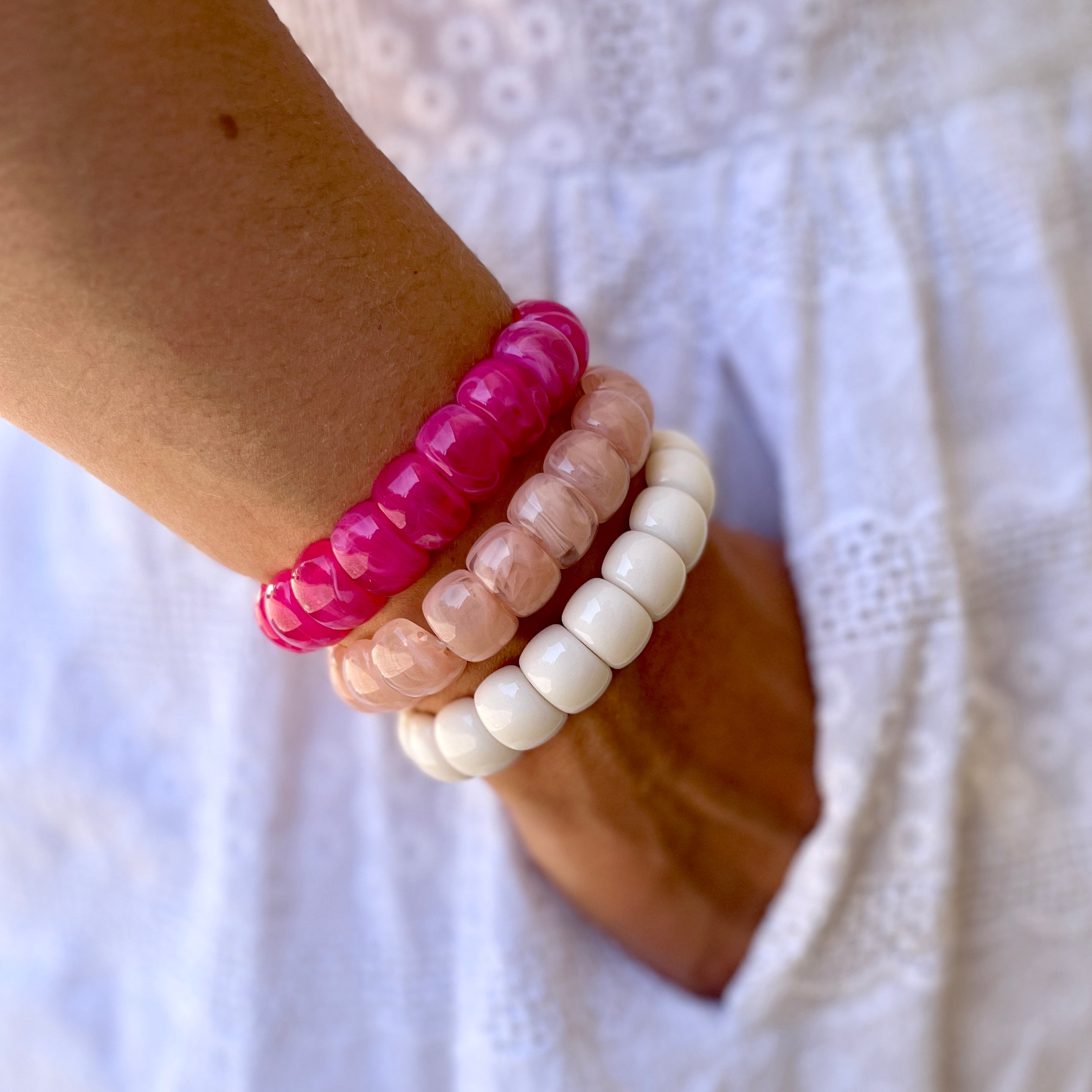 Bracelet élastique Mini-Fauve - Blanc