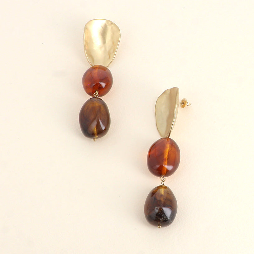 Boucles d'oreilles en résine Sarah - Ambre