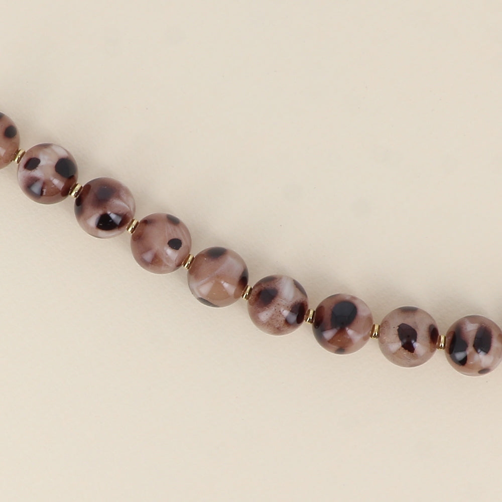 Collier boules Valentin - Léopard beige