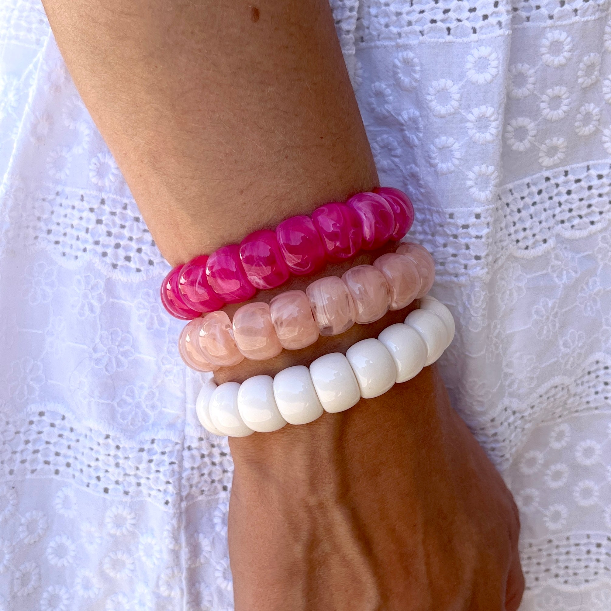 Bracelet élastique Mini-Fauve - Blanc