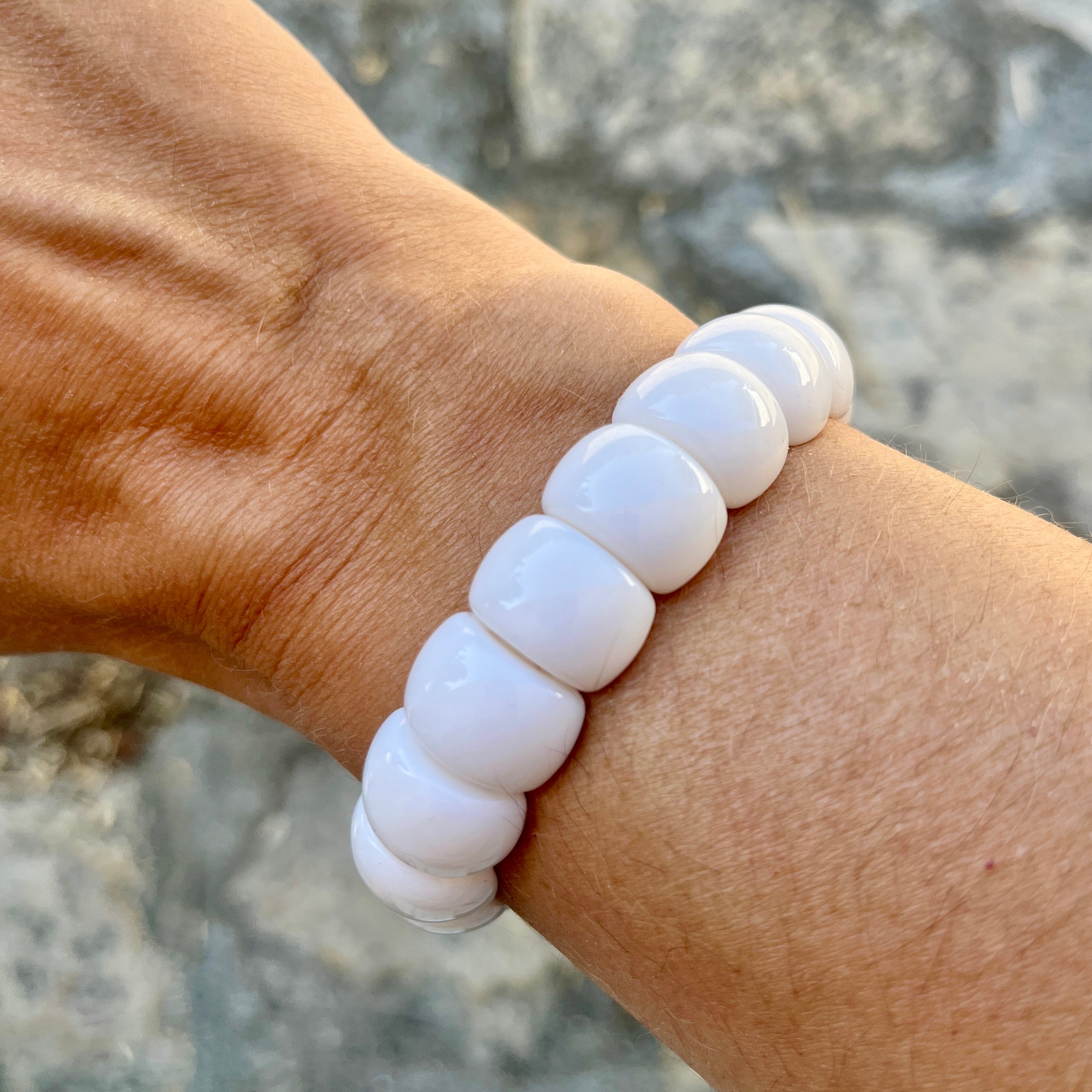 Bracelet élastique Mini-Fauve - Blanc