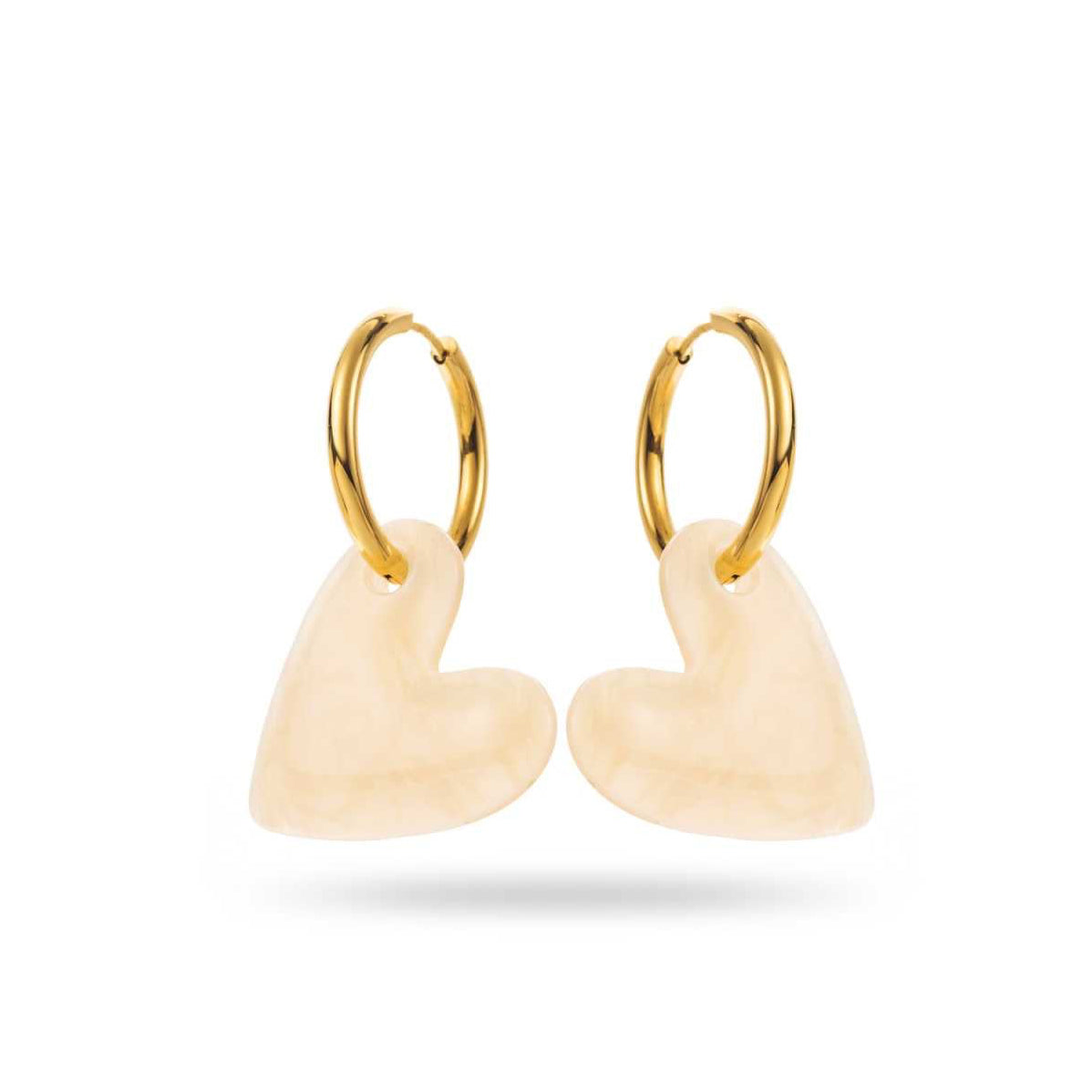 Créoles coeur XL Adriana - Ecru irisé