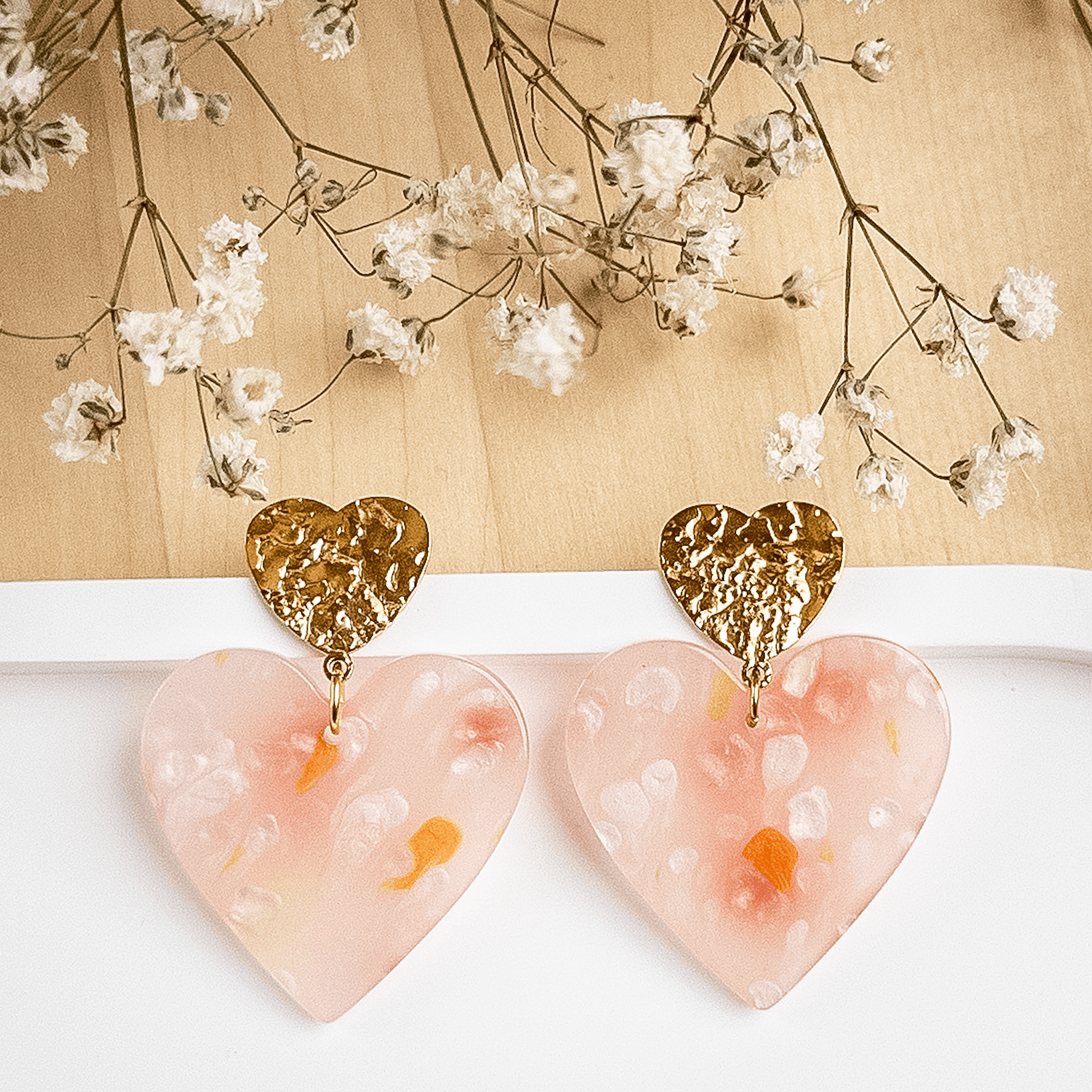Boucles d'oreilles Andréa - Rose & Blanc nacré
