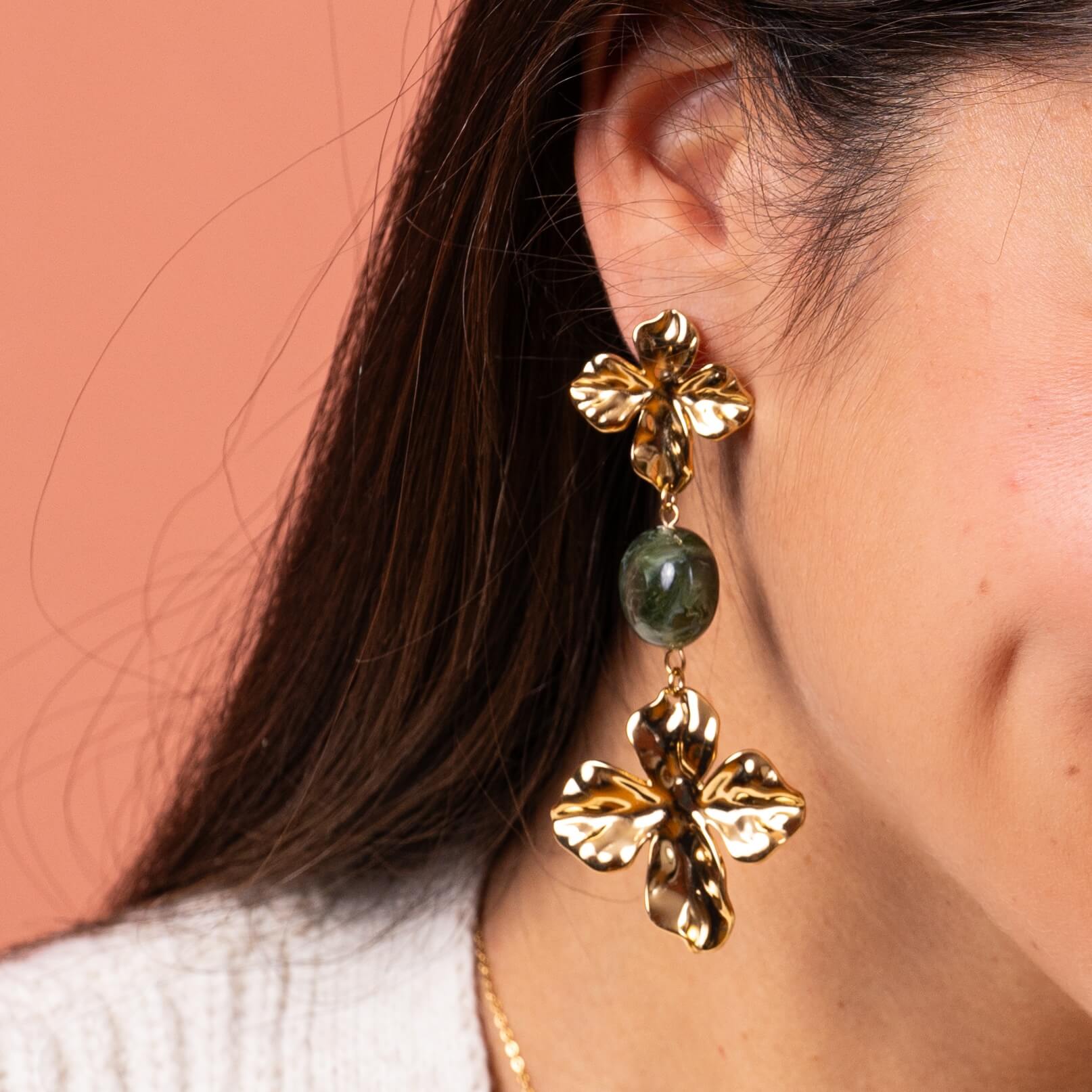 Boucles d'oreilles pendantes Stella - Vert