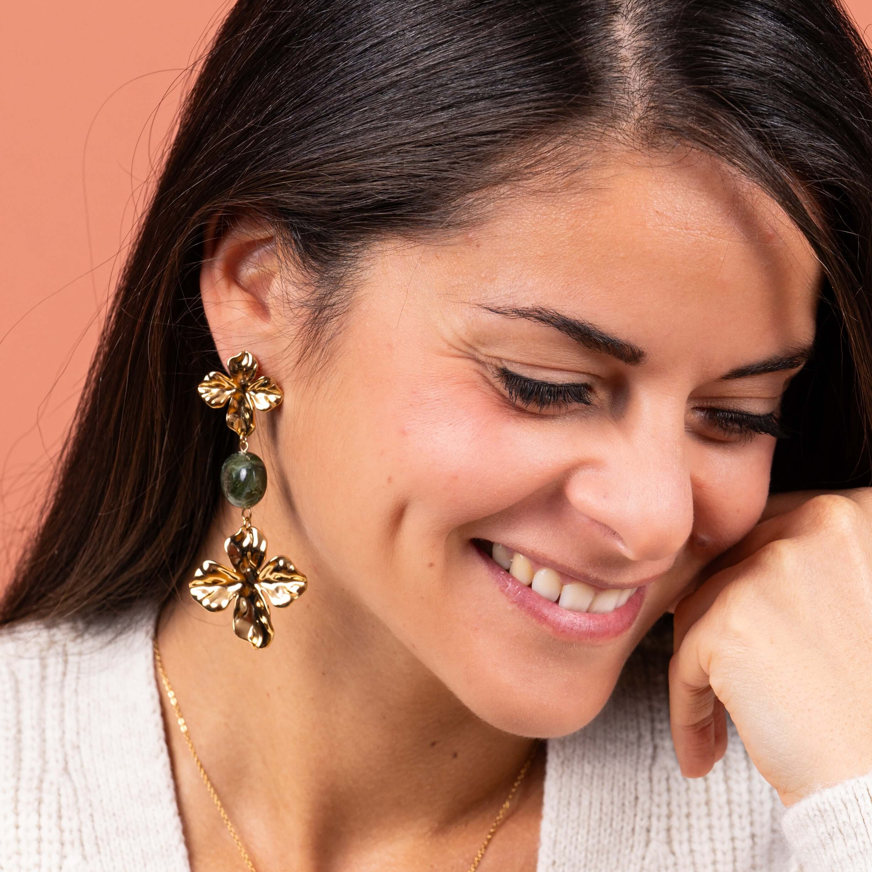 Boucles d'oreilles pendantes Stella - Vert