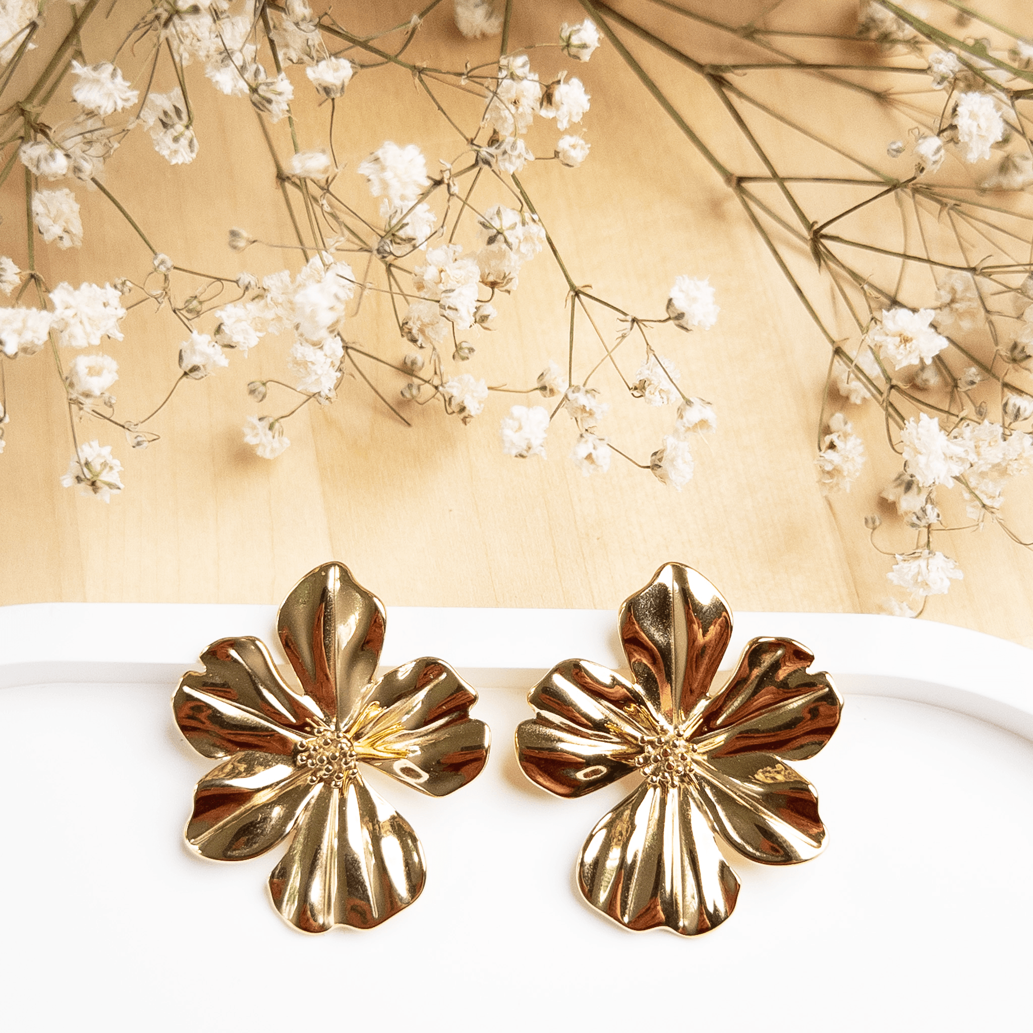 Boucles d'oreilles fleurs Léonie - Doré