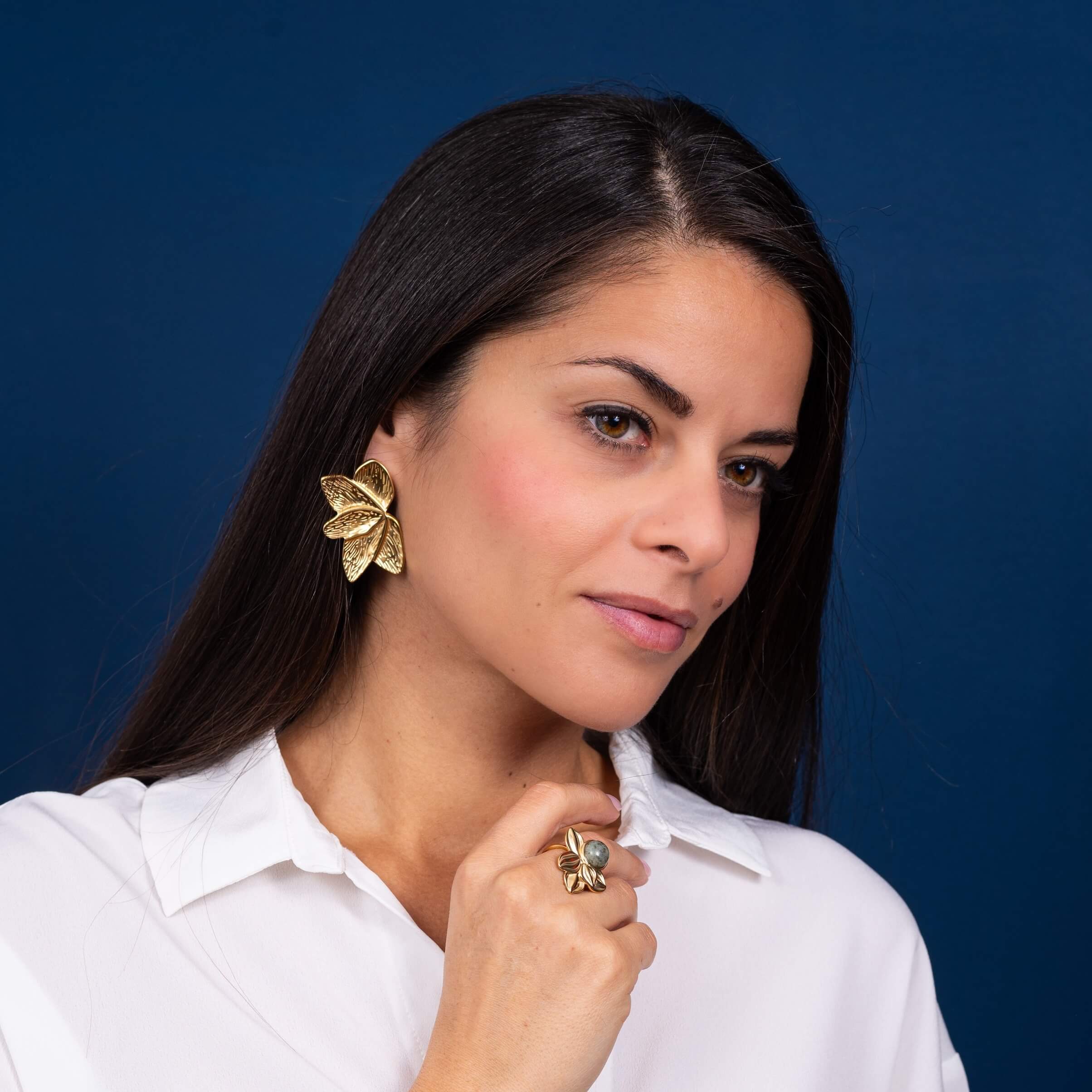 Boucles d'oreilles feuille Astrid