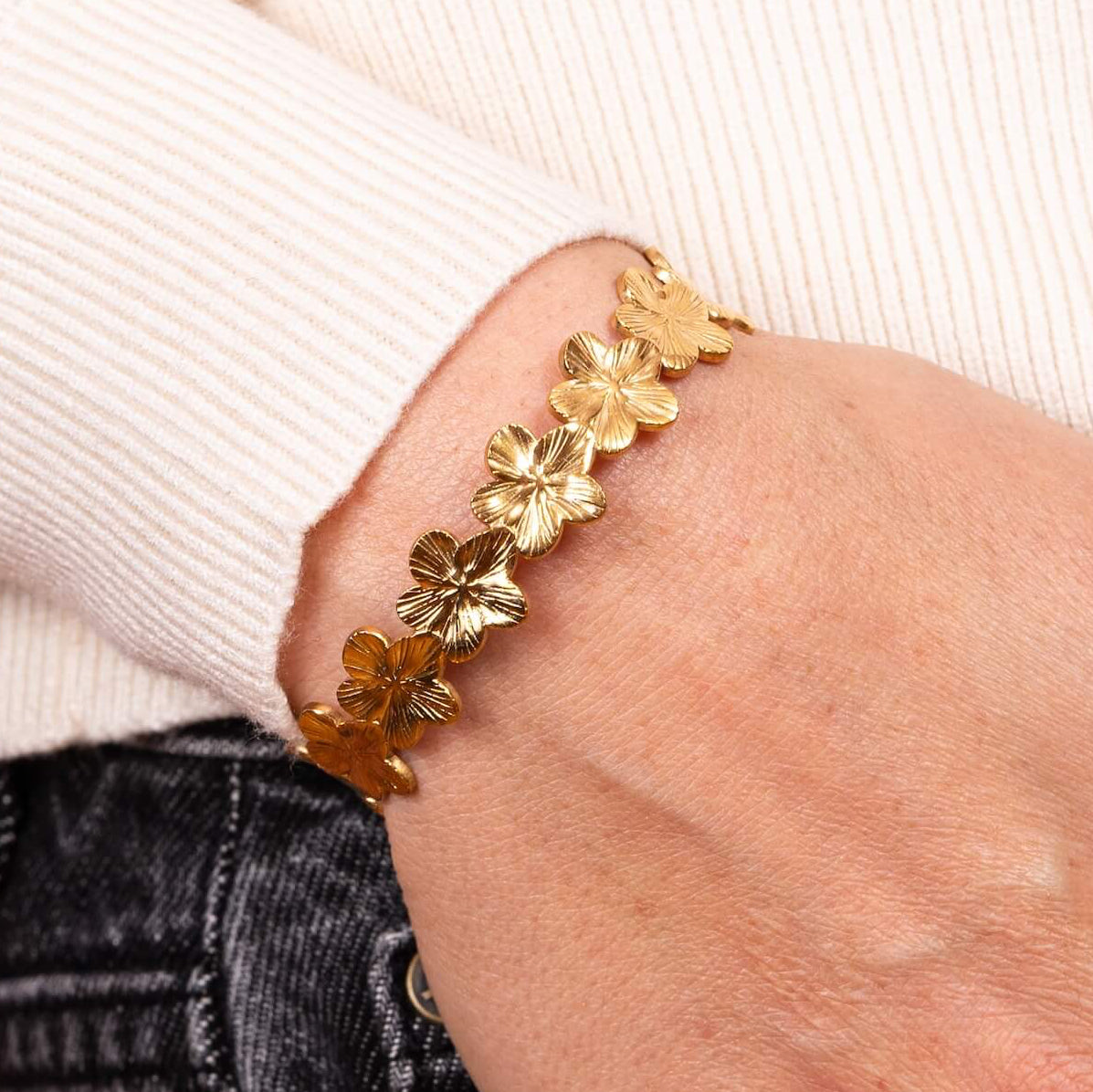 Bracelet jonc fleurs Théodore