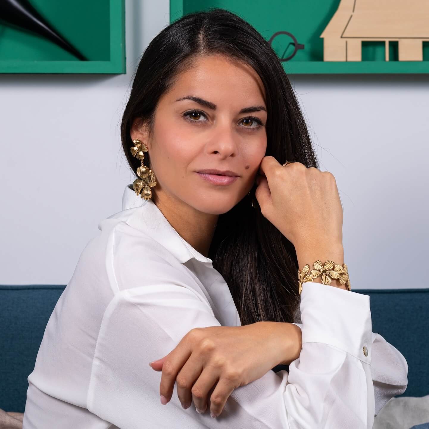 Bracelet jonc fleurs Claude