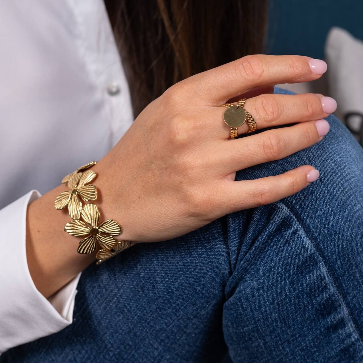 Bracelet jonc fleurs Claude