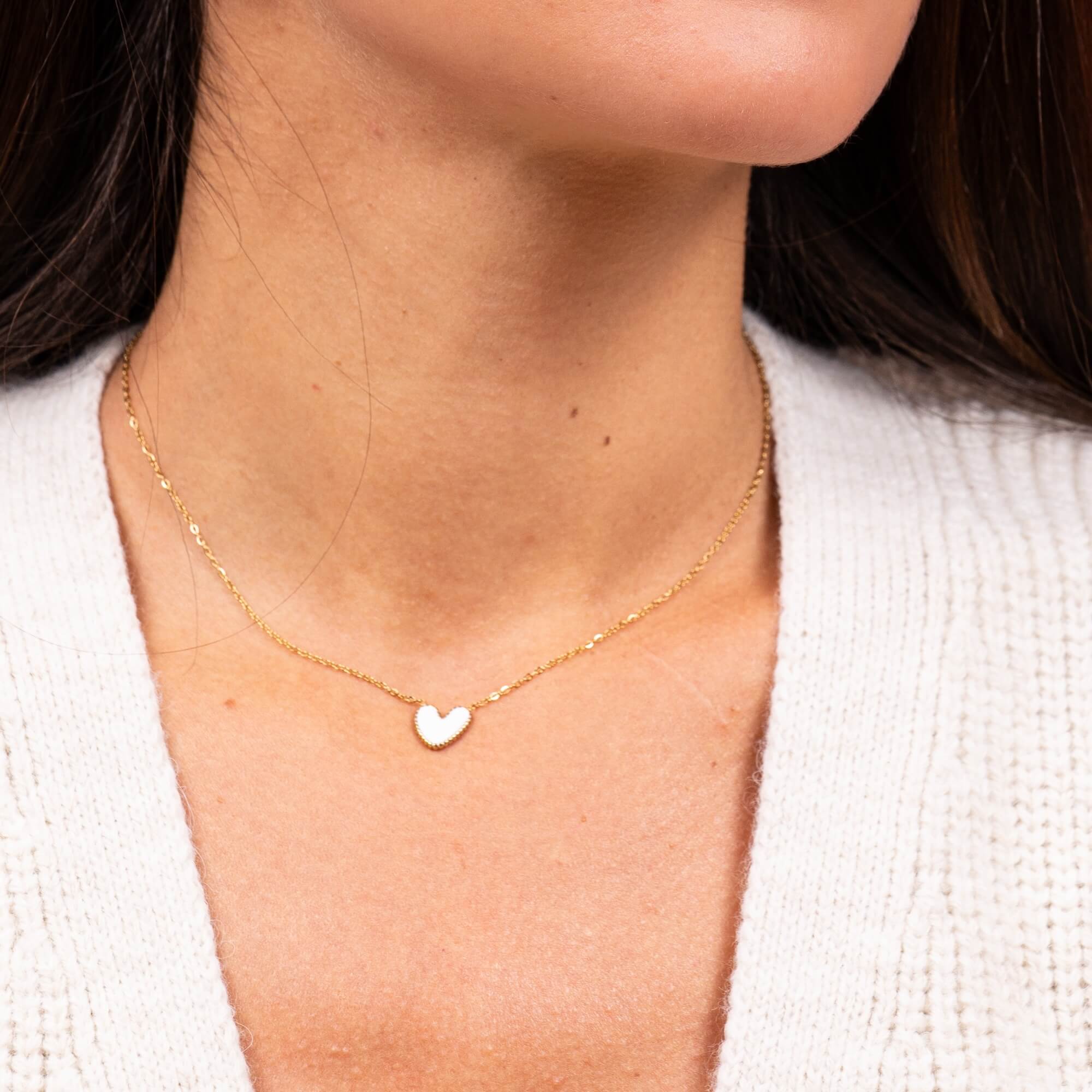 Collier coeur blanc émaillé Martin