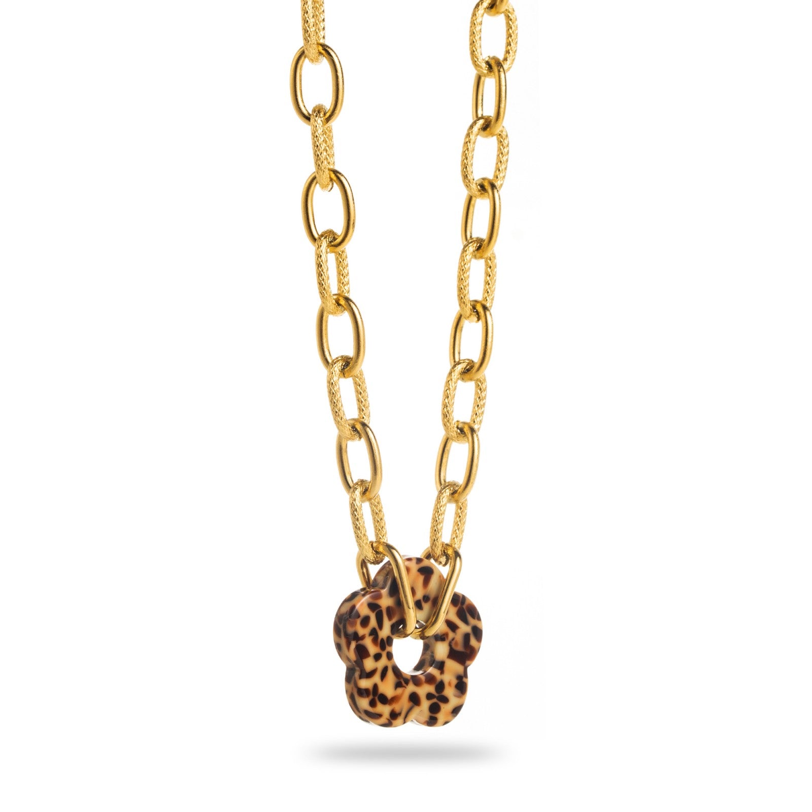 Collier fleur Oleg - Moucheté brun