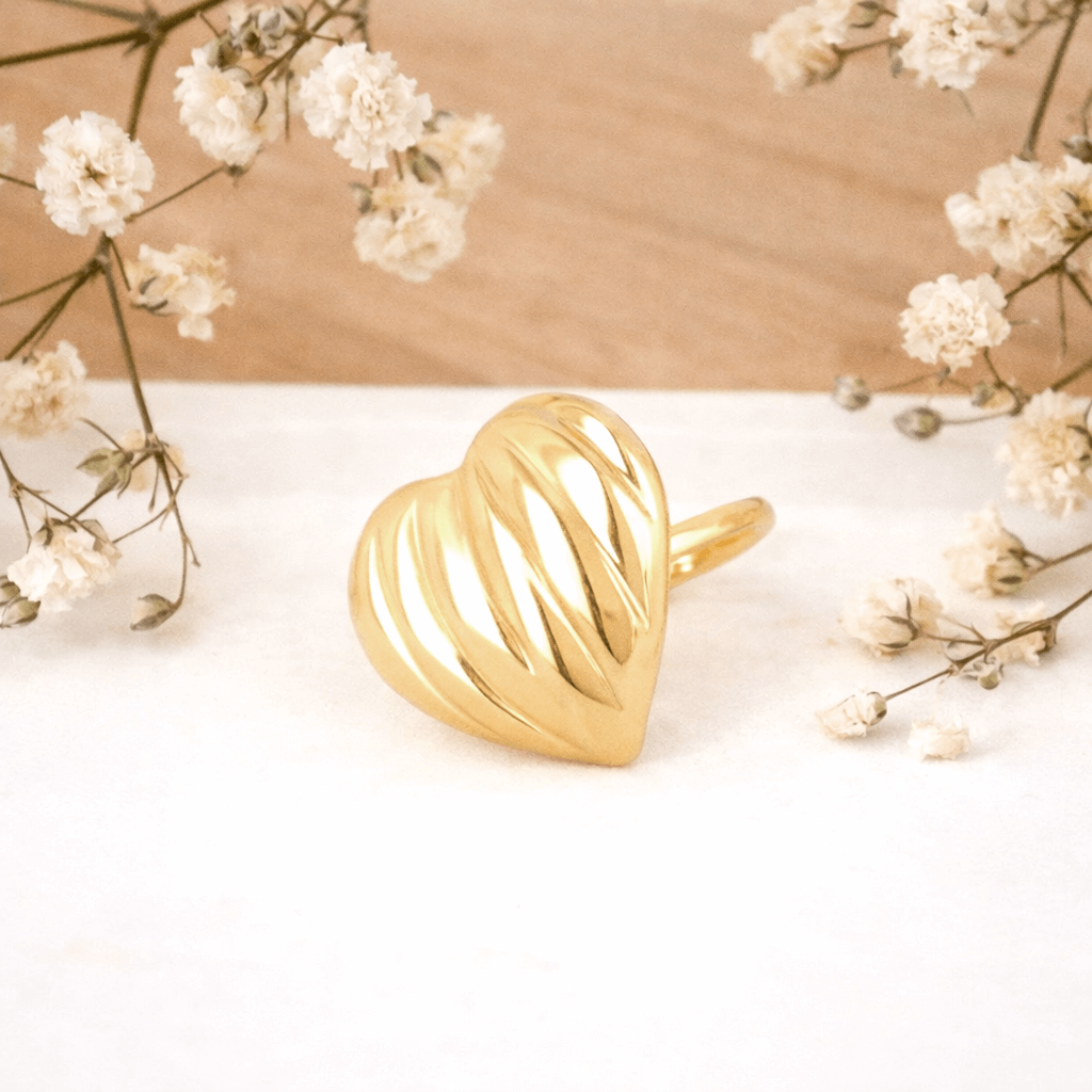 Bague coeur strié Augustine