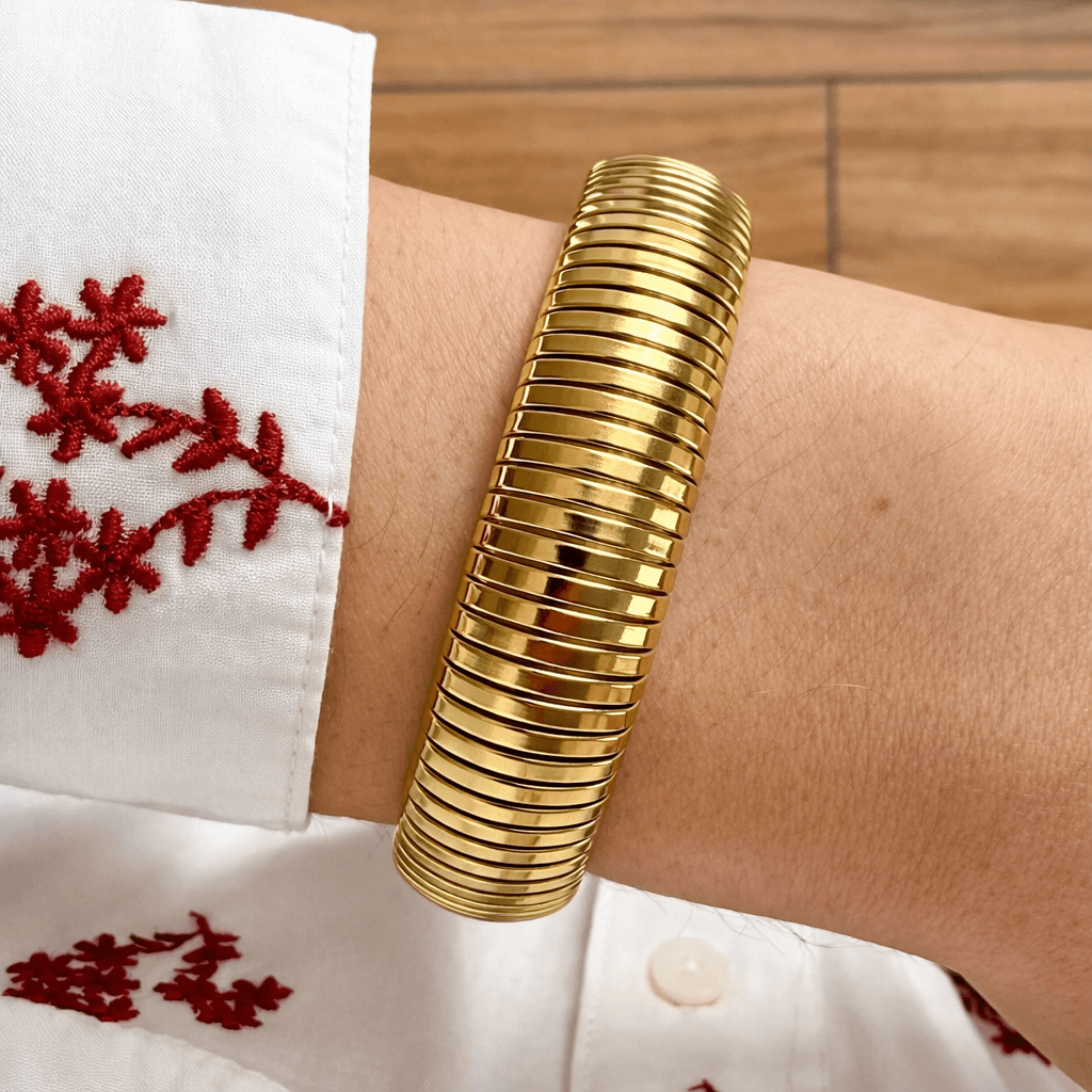 Bracelet élastique maille épaisse Harold - Doré