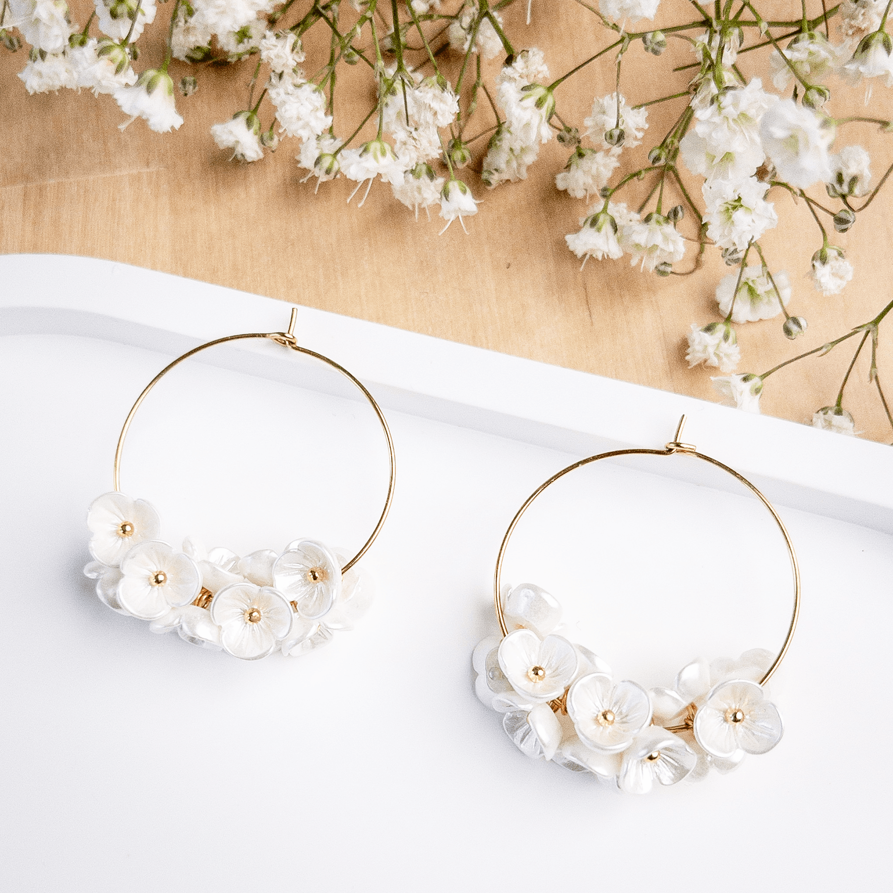 Créoles fleuries Hortense - Blanc