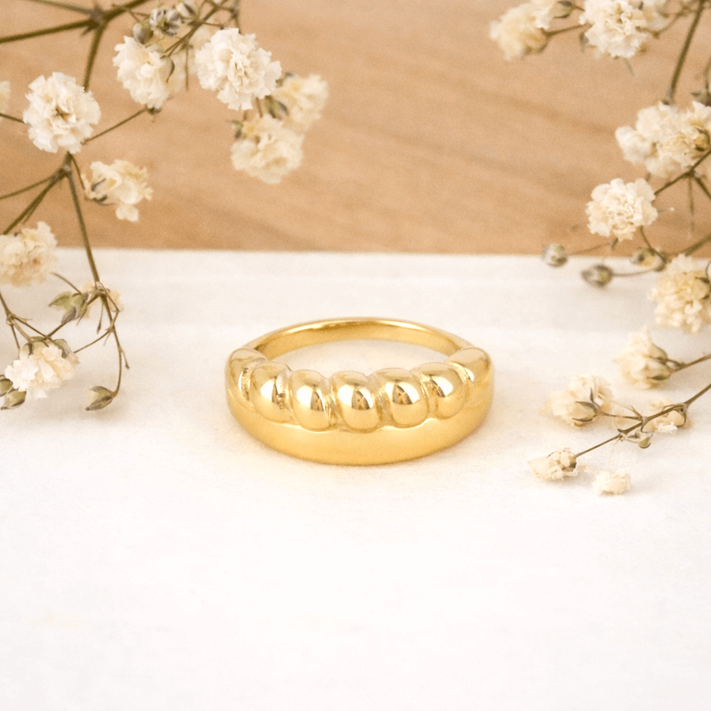 Bague 2 rangs lisse et tressée Agnès