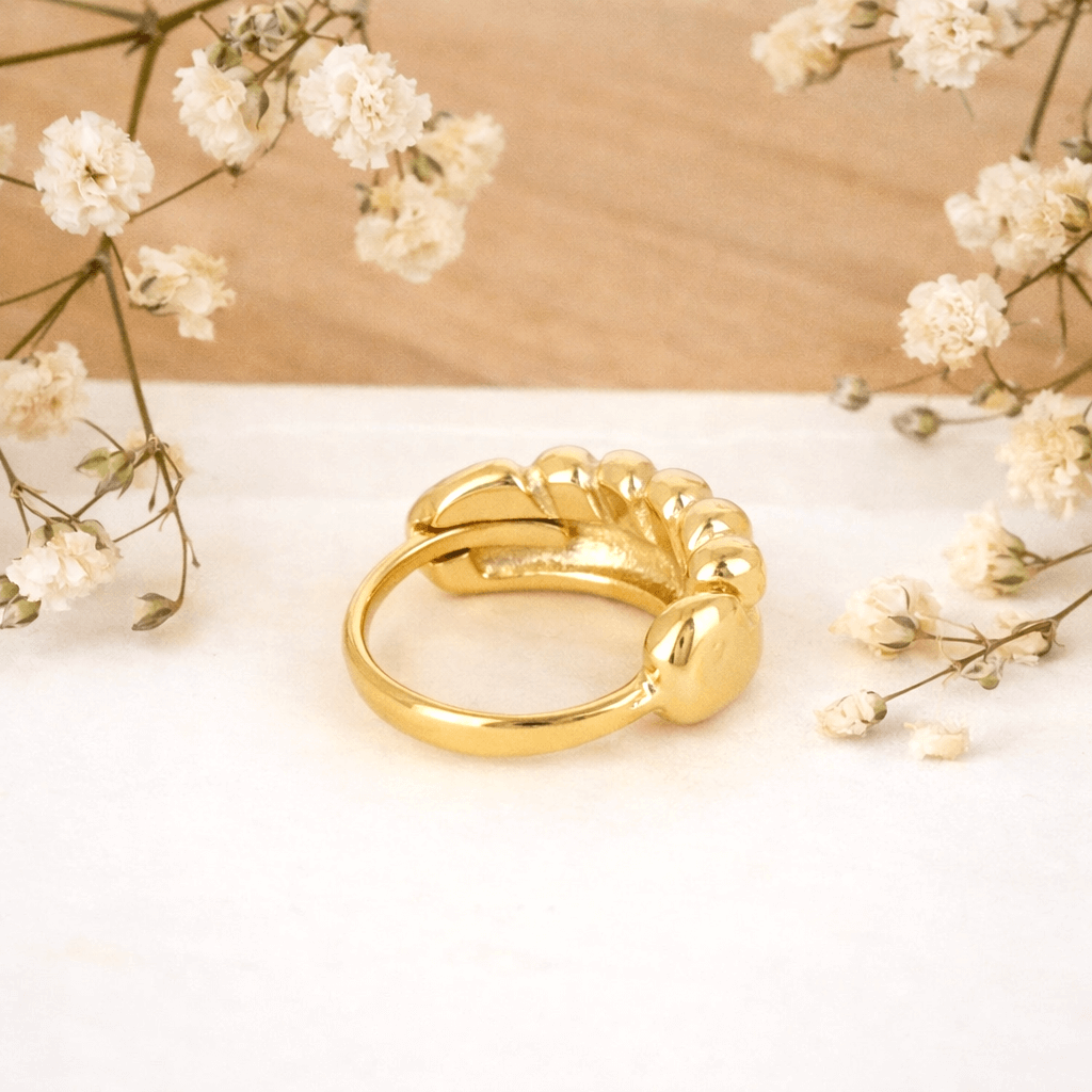 Bague 2 rangs lisse et tressée Agnès