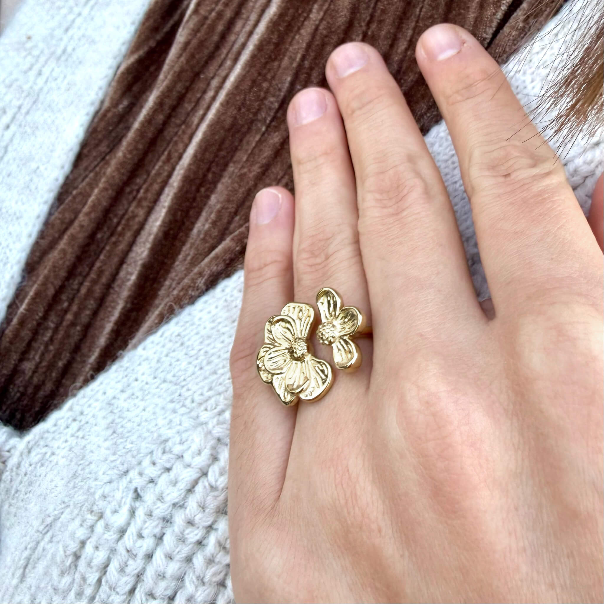 Bague ouverte fleur Amélie