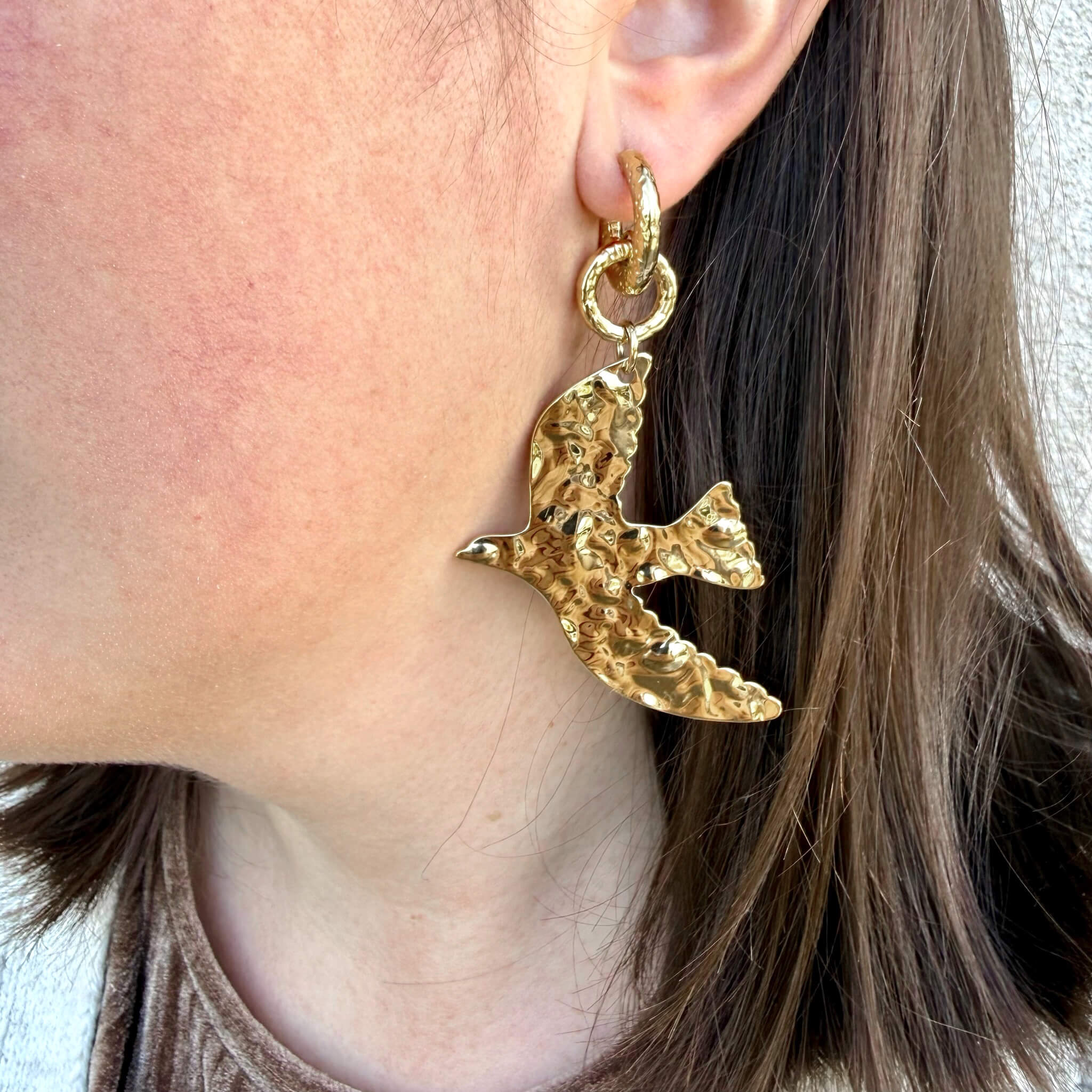 Créoles oiseaux martelés Birdy - Doré