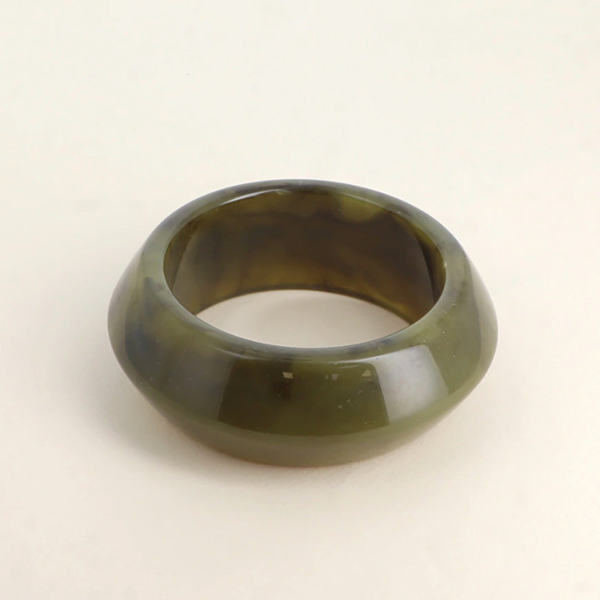 Manchette carré incurvée en résine Cèdre - Kaki