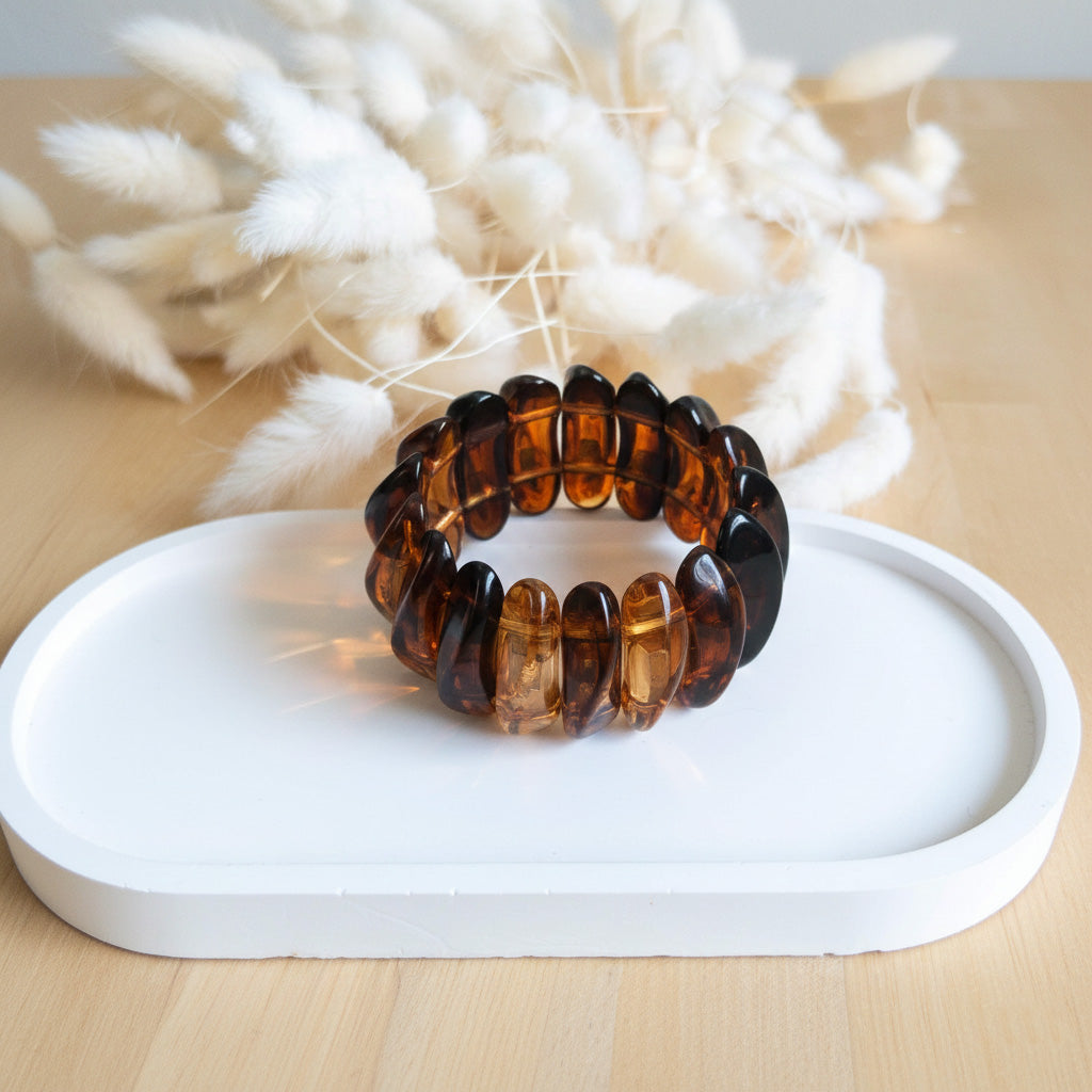 Bracelet élastique résine Châtaigne - Ambre