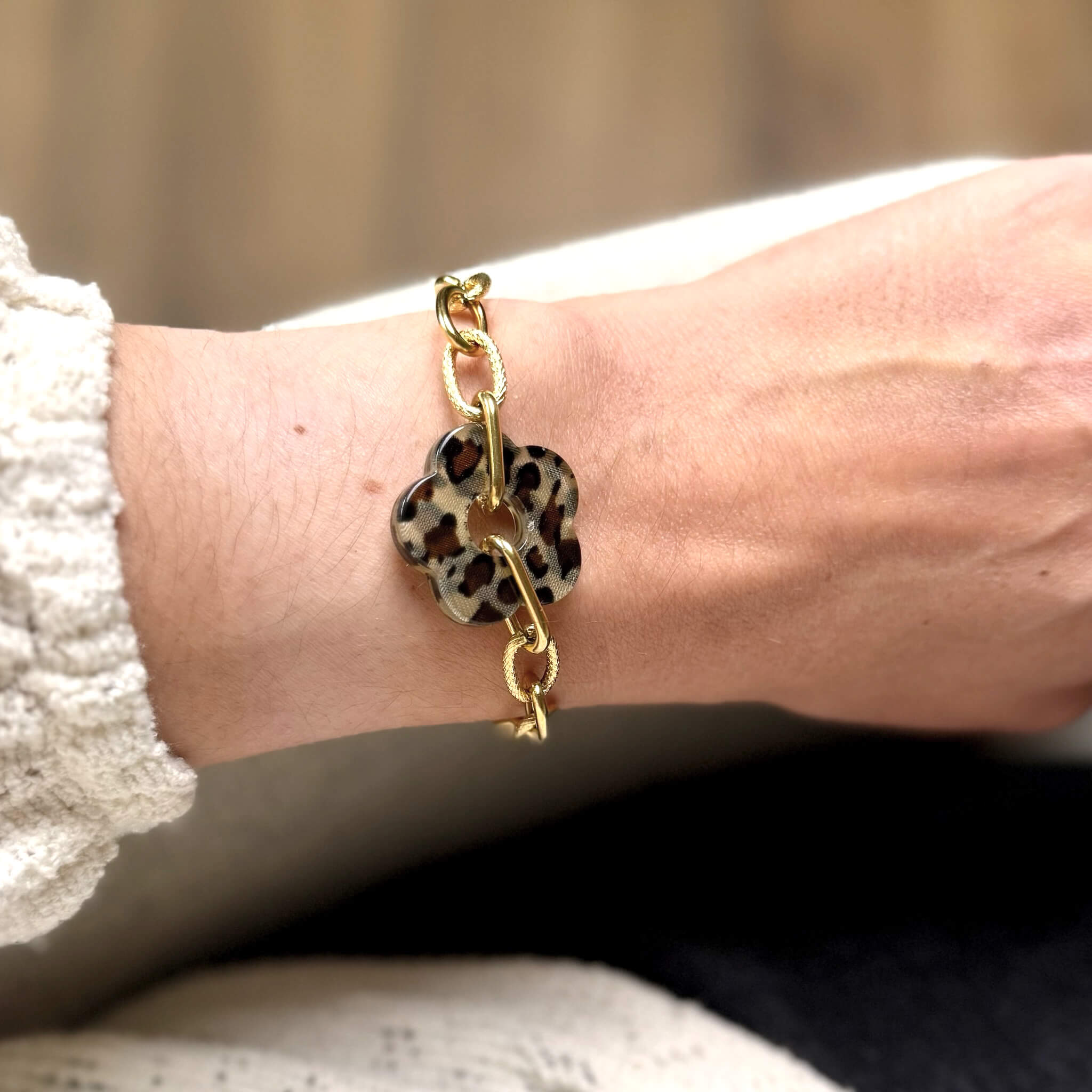 Bracelet fleur Oleg - Léopard