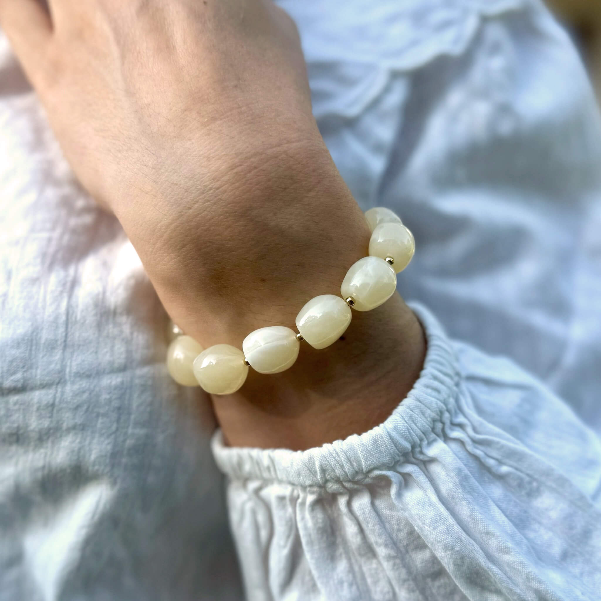 Bracelet élastique Peonia - Vanille