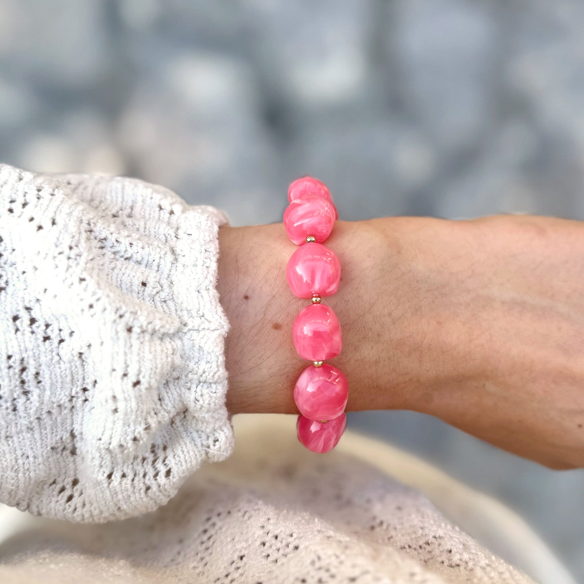 Bracelet élastique Peonia - Rose