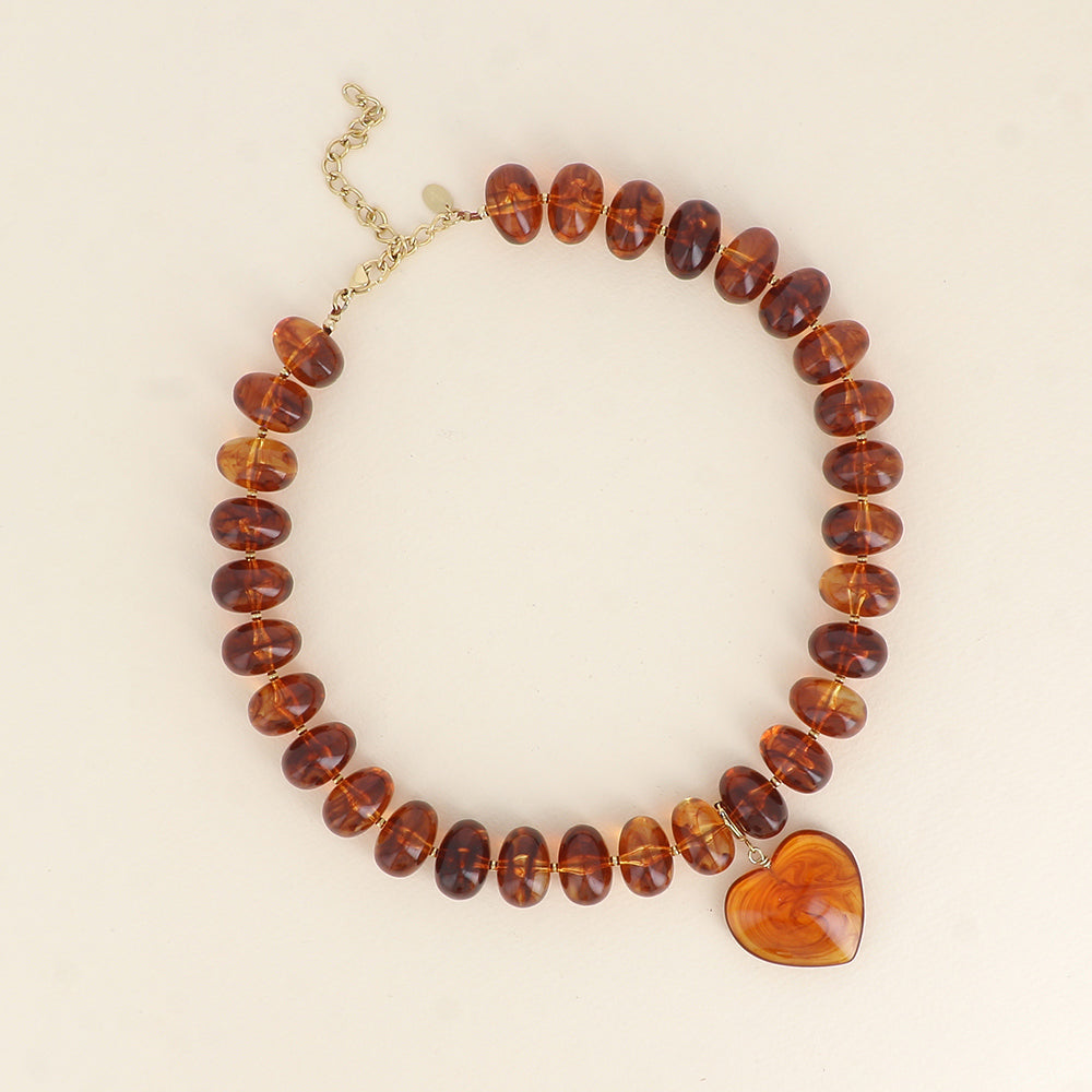 Collier coeur amovible Love - Ambre