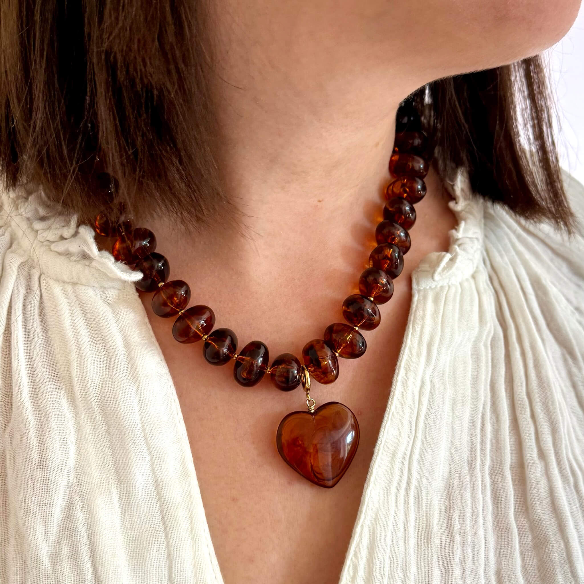 Collier coeur amovible Love - Ambre