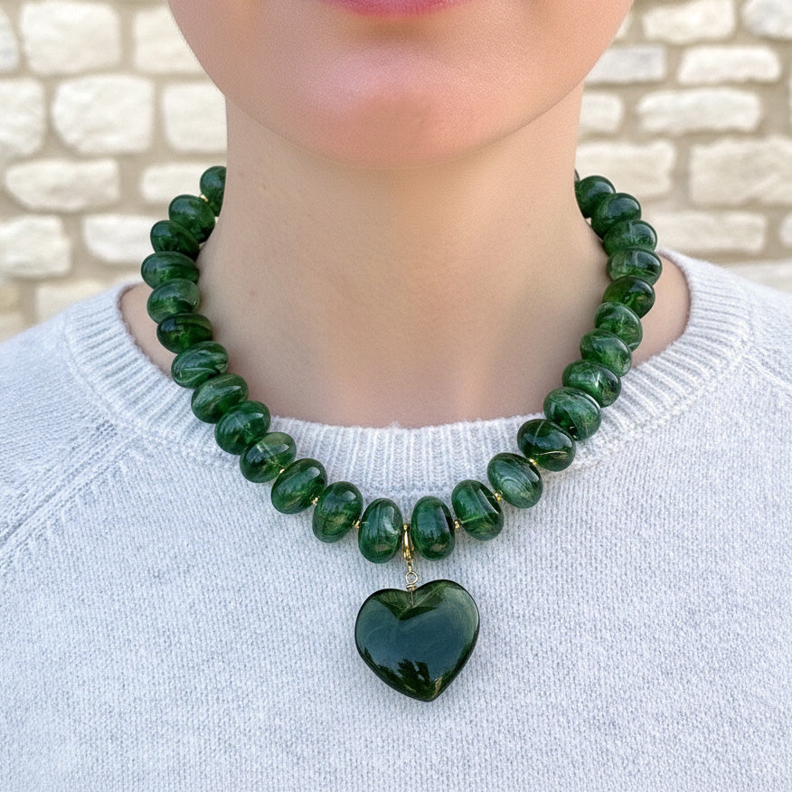 Collier coeur amovible Love - Vert