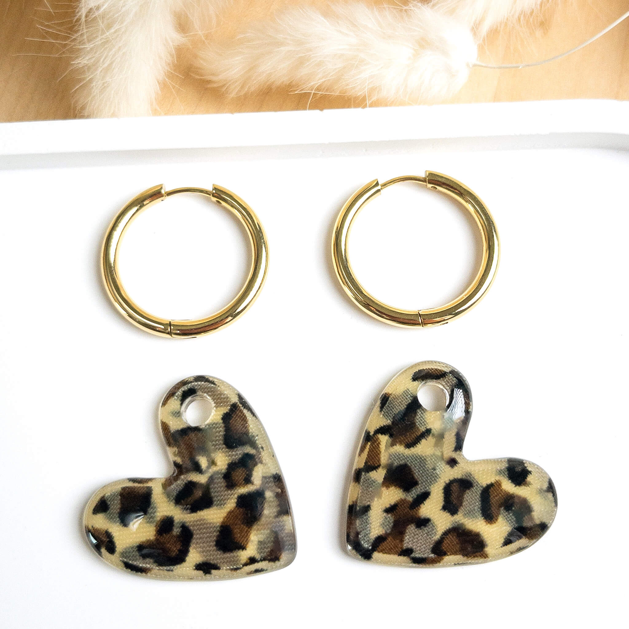 Créoles coeur XL Adriana - Léopard