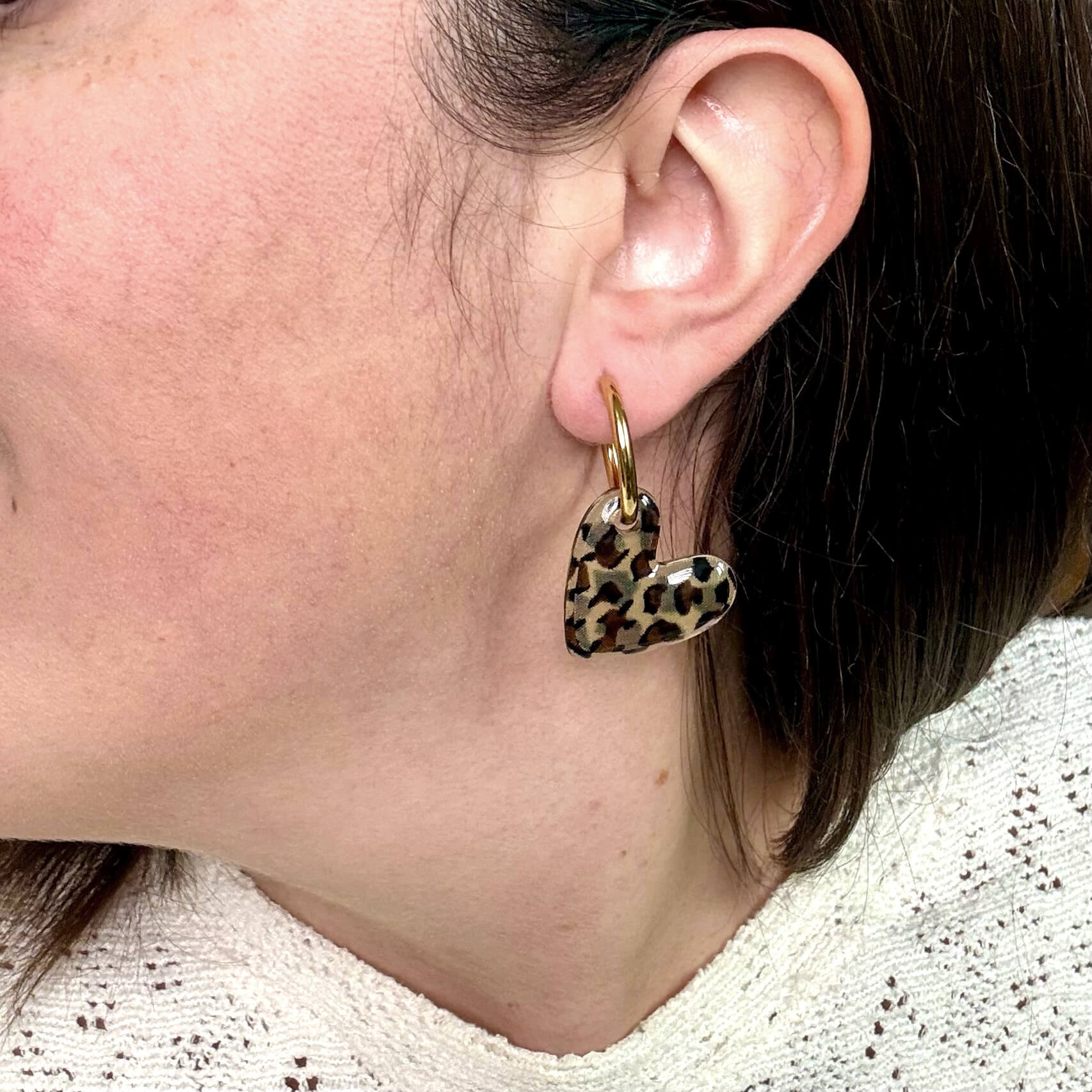 Créoles coeur XL Adriana - Léopard