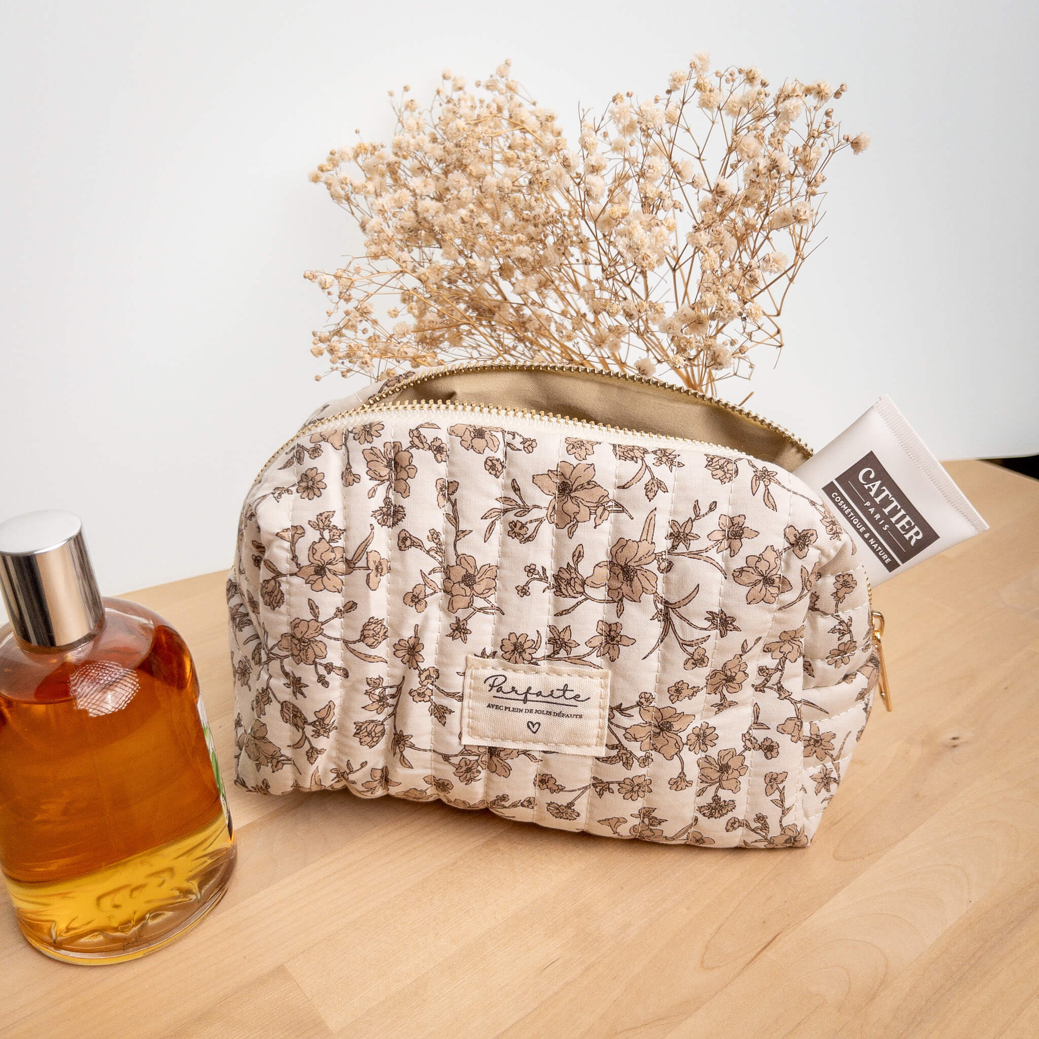 Trousse de toilette - Imprimé fleurs - Blanc - Numette