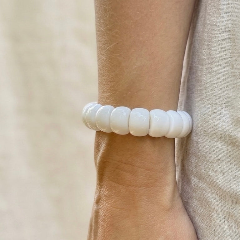 Bracelet élastique Mini-Fauve - Blanc
