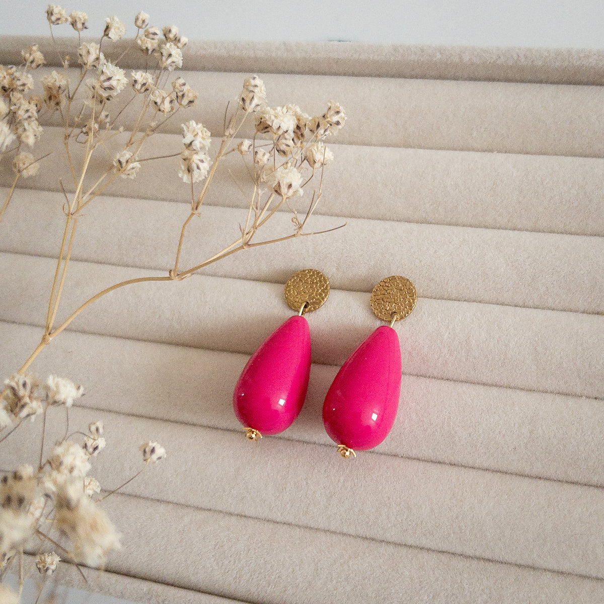 Boucles D'oreilles Rétro à Clips - Pampilles En Résine Couleur Bronze, Modèle *3794, Occasion