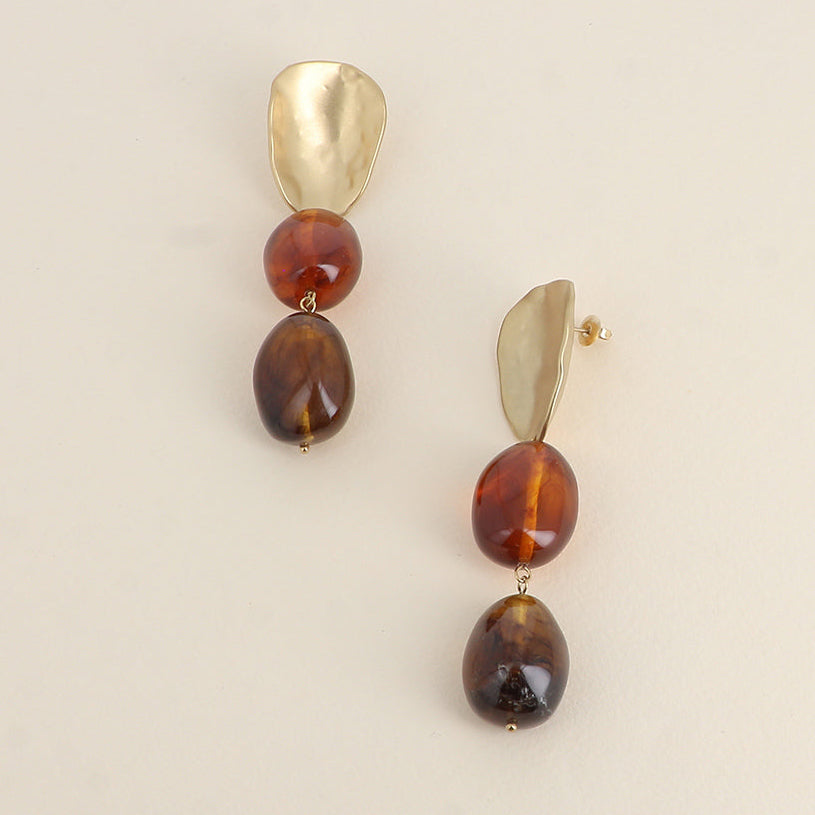 Boucles d'oreilles en résine Sarah - Ambre