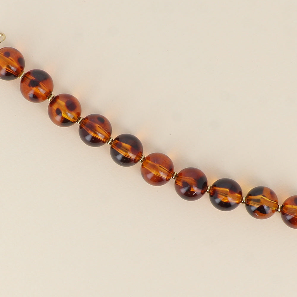 Collier boules Valentin - Léopard Ambre