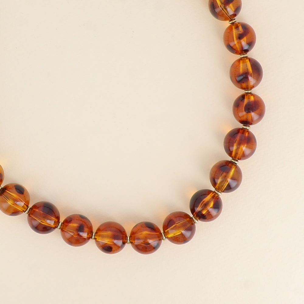 Collier boules Valentin - Léopard Ambre