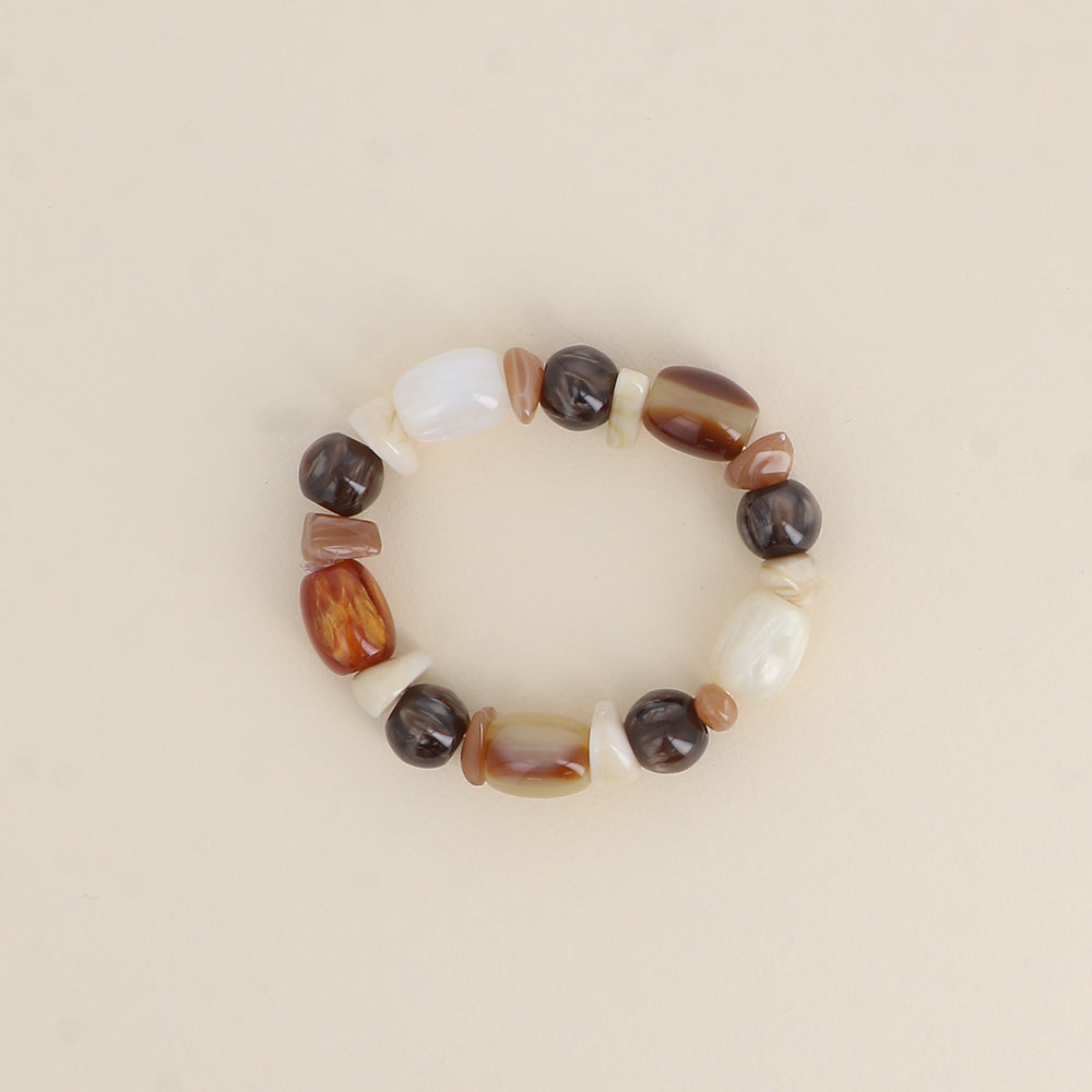 Bracelet élastique en résine Elio - Ambre & Blanc