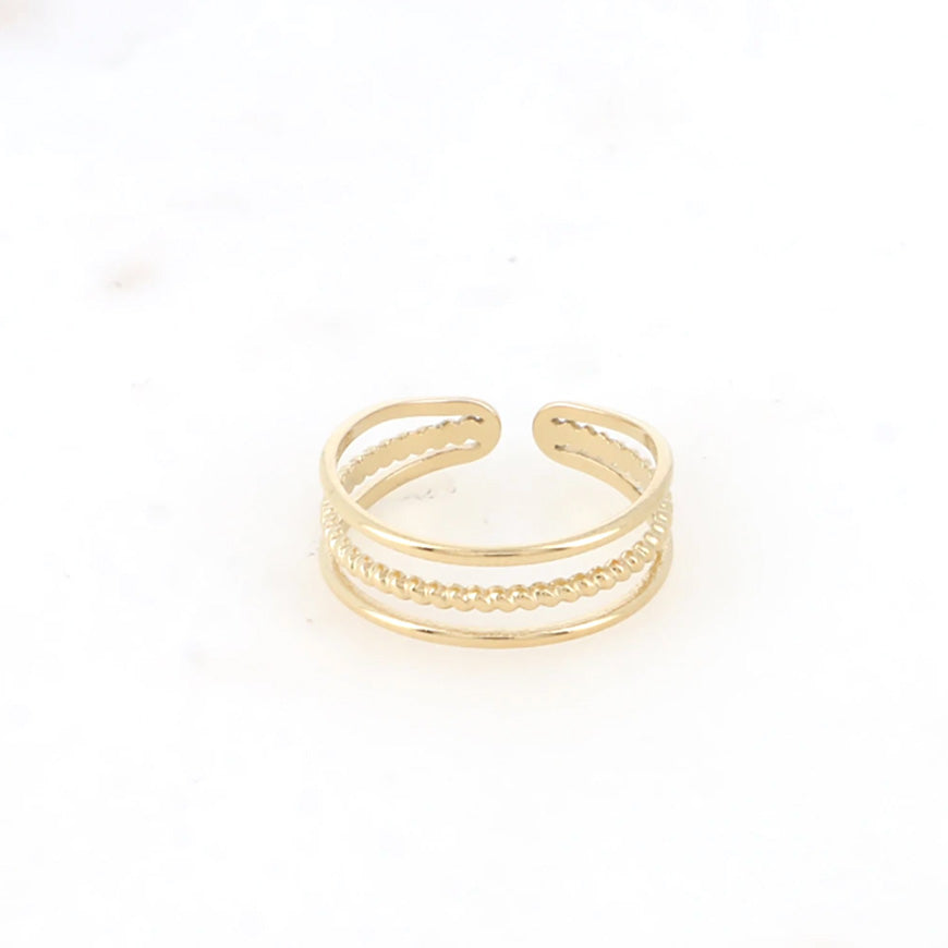 Bague 3 rangs lisse et torsadée Daphnée