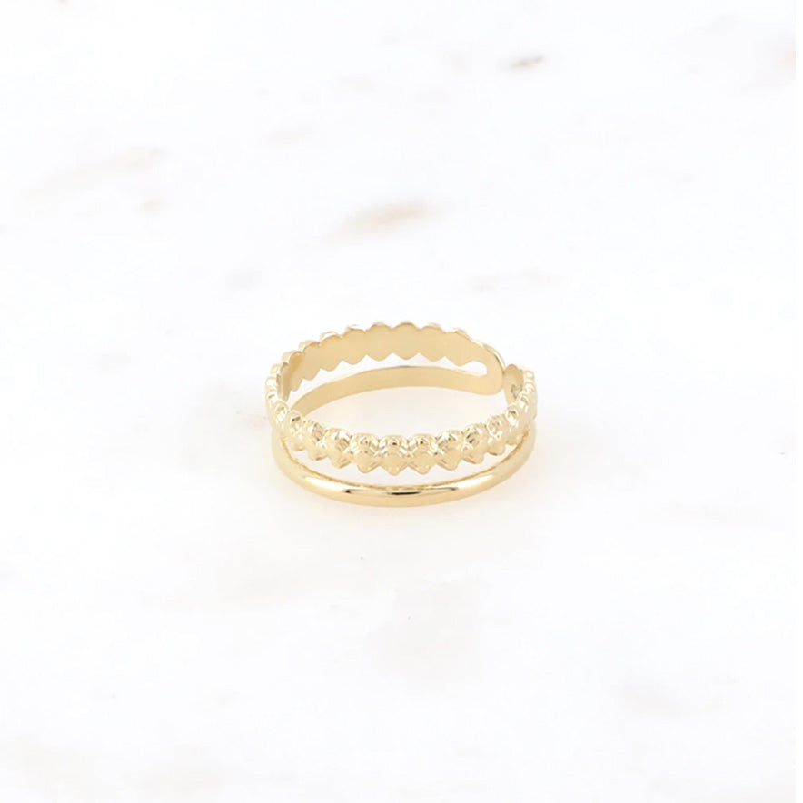 Bague 2 rangs lisse et texturé Marina