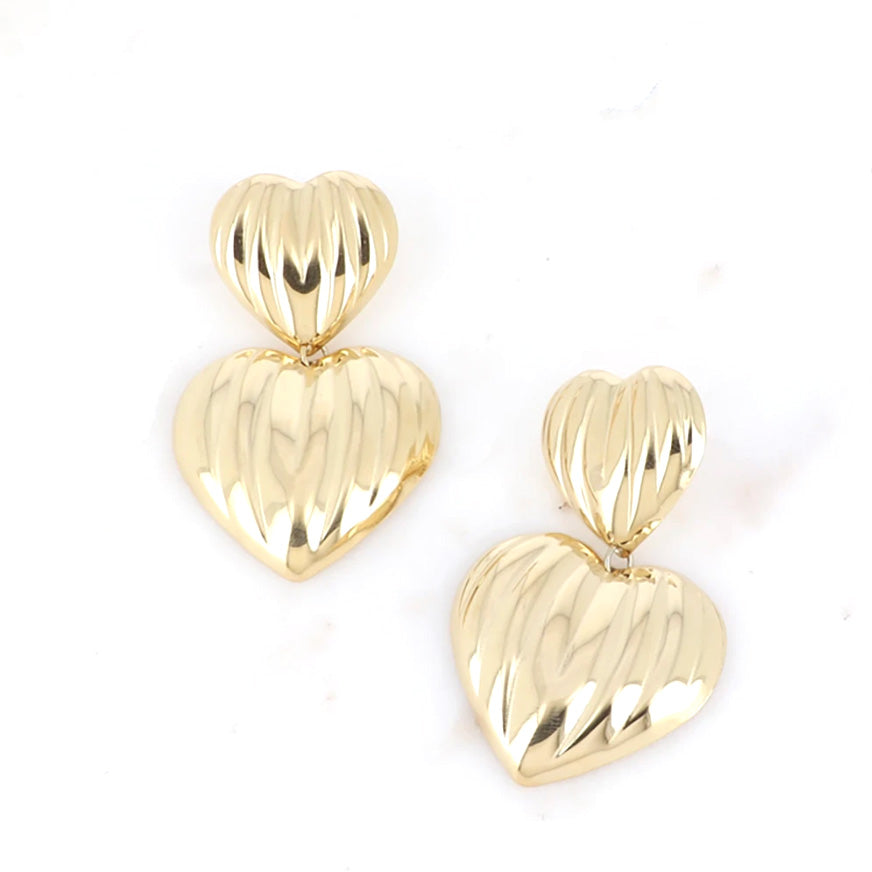 Boucles d'oreilles coeurs striés Augustine