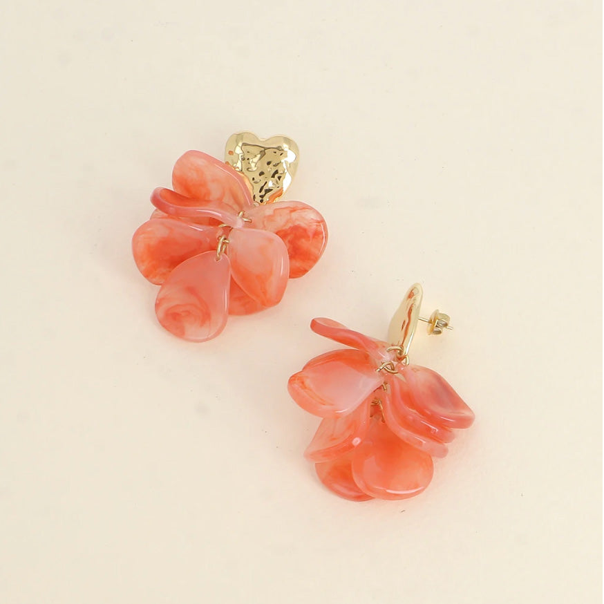 Boucles d'oreilles pétales en résine Olympe - Sunset