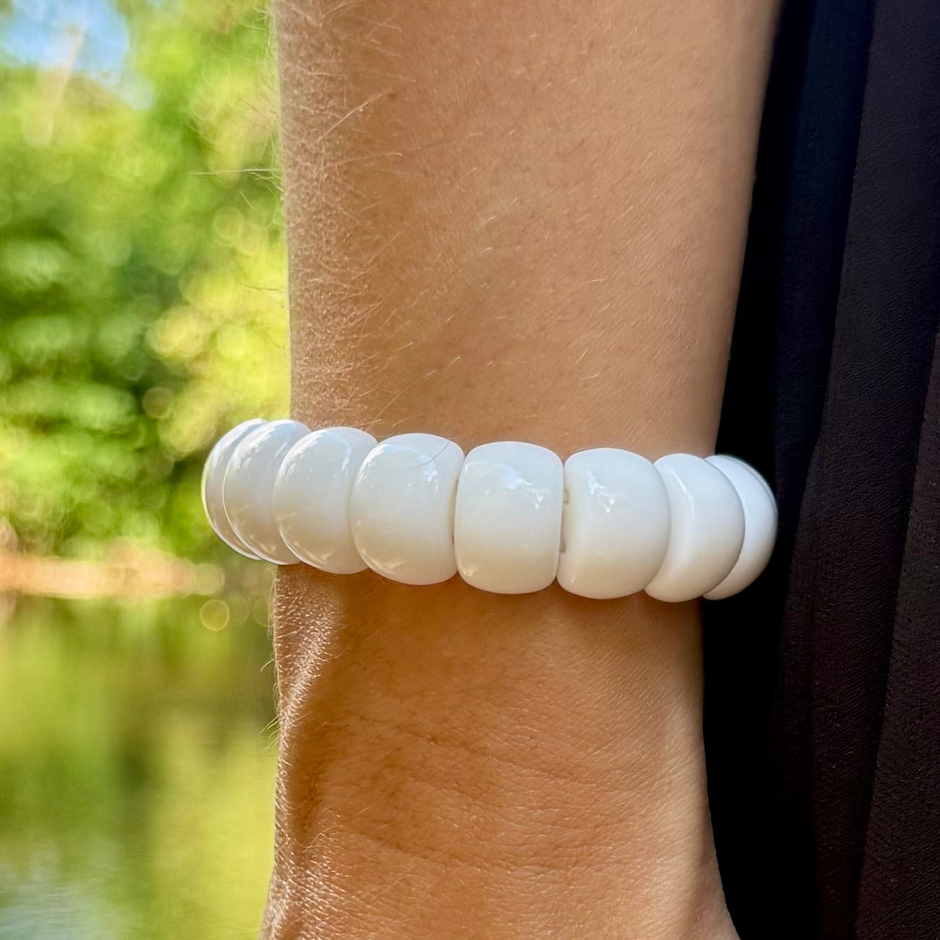 Bracelet élastique Mini-Fauve - Blanc