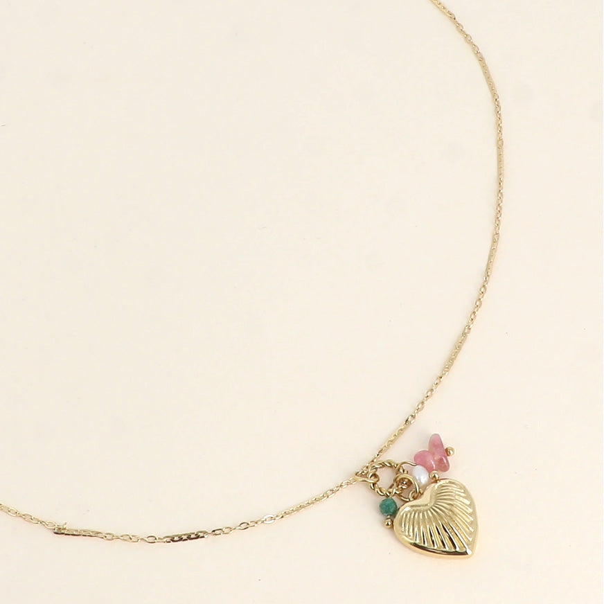 Collier coeur & pierres naturelles - Simon