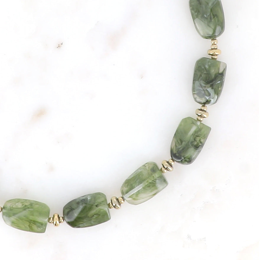 Collier perles en résine Louis - Vert