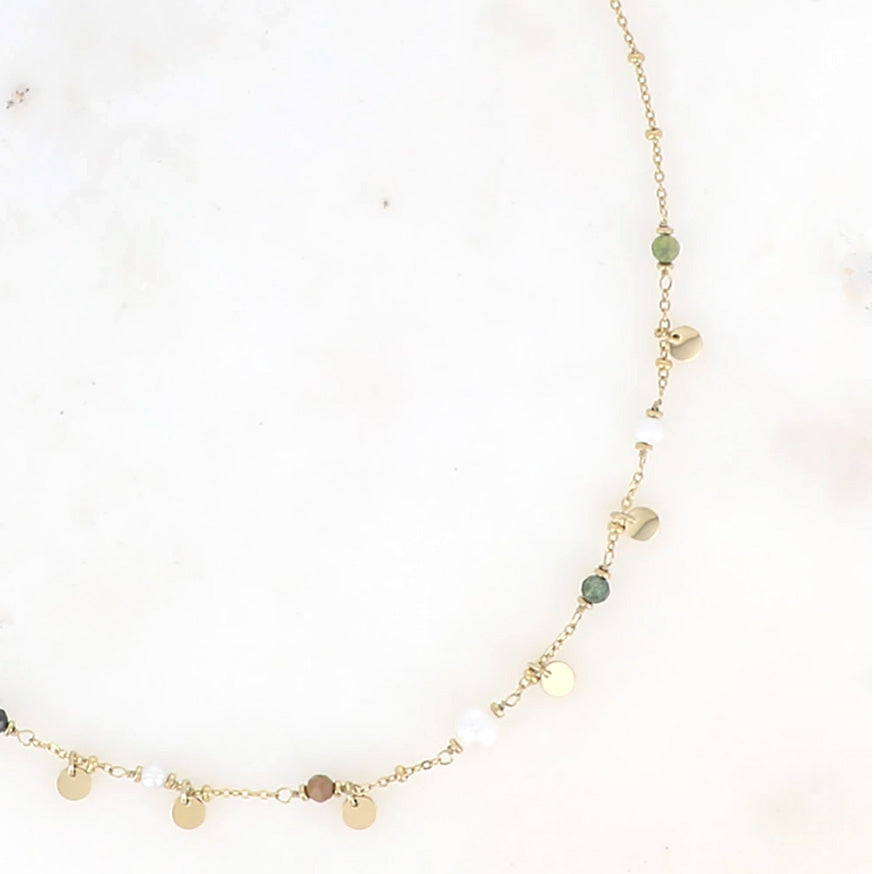 Collier pampilles et perles naturelles Edgar - Olive