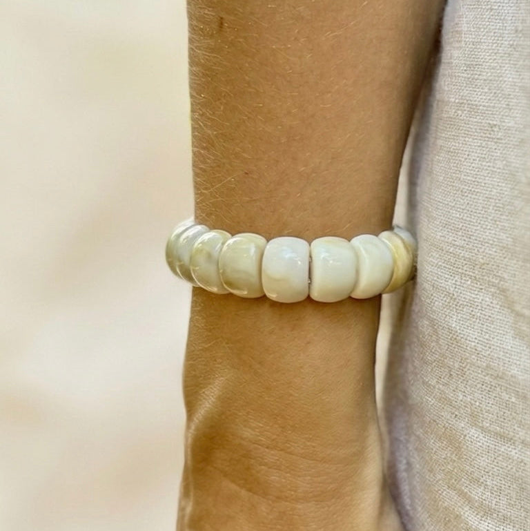Bracelet élastique Mini-Fauve - Beige marbré